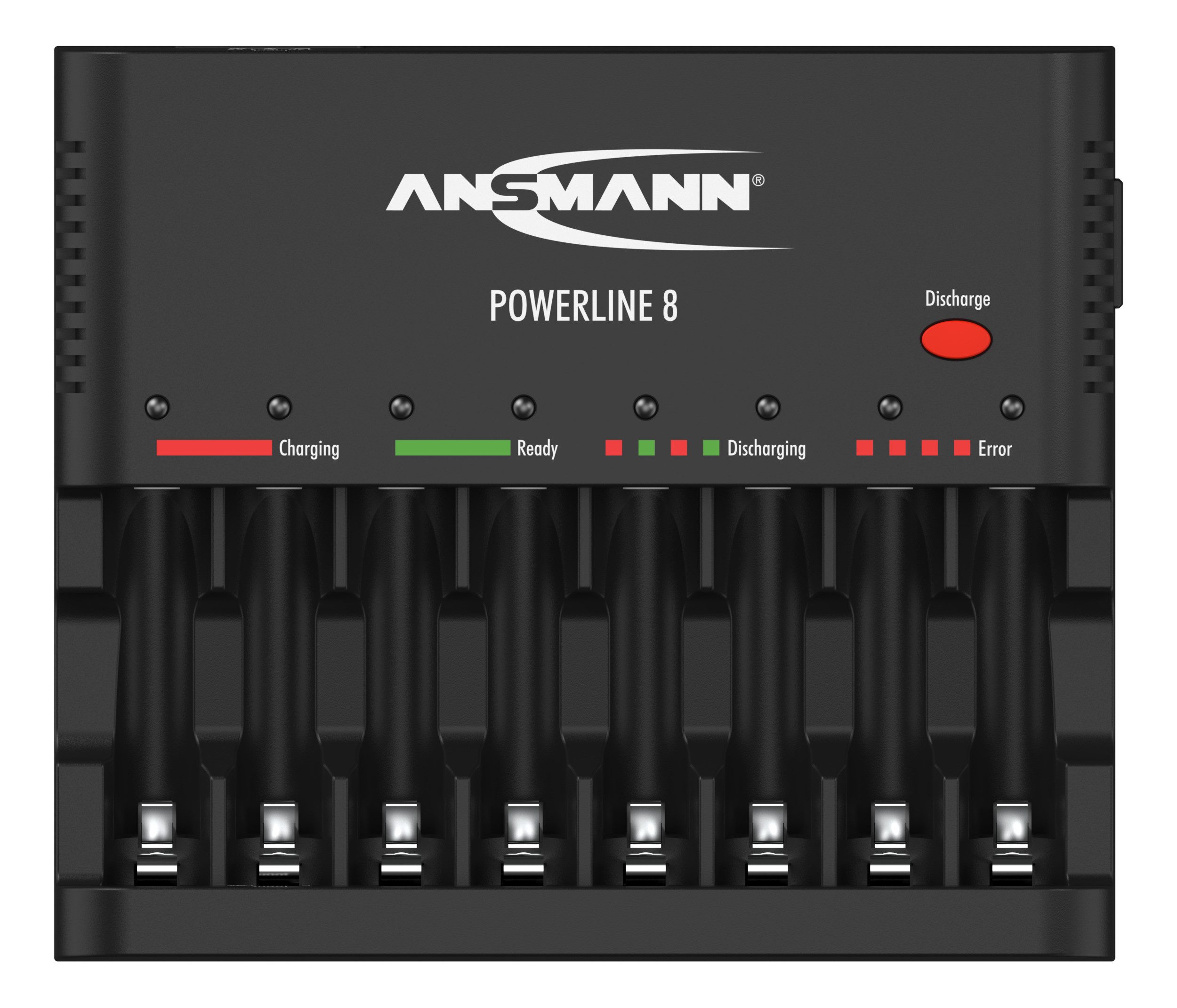 ANSMANN AG Ansmann Powerline 8 für 1-8 AA / AAA Akkus und USB-Ladebuchse 1001-00 Rundzellen-Lader