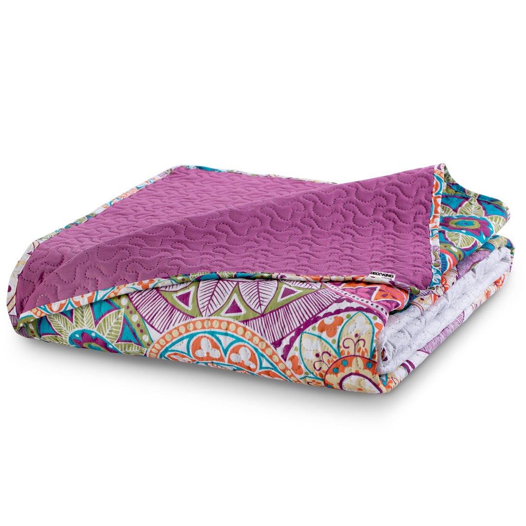 DecoKing Tagesdecke Bettüberwurf Tagesdecke mit Wendedesign Abstrakt Blumen Colors Luxus, Wendedesign – Bild 4 von 5