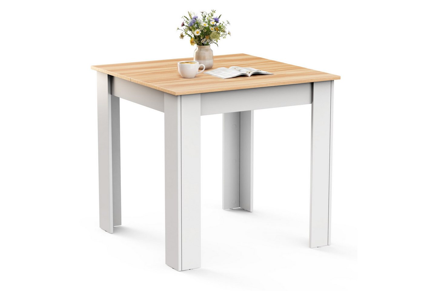 Mondeer Esstisch Quadratischer Esstisch (80 x 80 x 75.5 cm), Platzsparender Küchentisch für 2-4 Personen