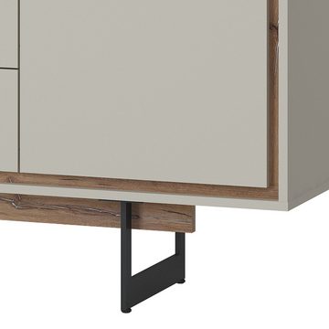 Lomadox Wohnzimmer-Set RAMVIK-129, (Mega-Spar-Set, 2-St., 2-tlg), Wohnzimmer Set Sideboard mit Wandboard in grau und Flagstaff Eiche Nb.