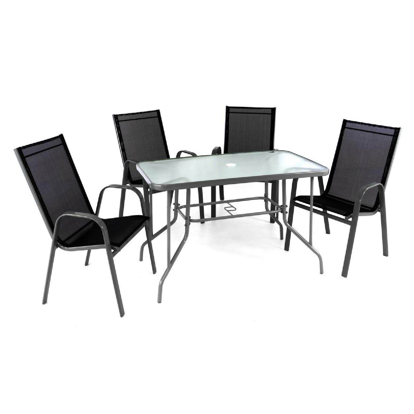 VCM Garten-Essgruppe 5-tlg. Set Gartenmöbel Sitzgruppe Tisch Stuhl,  (5-tlg), Gartenset: 4 Stühle und 1 Tisch