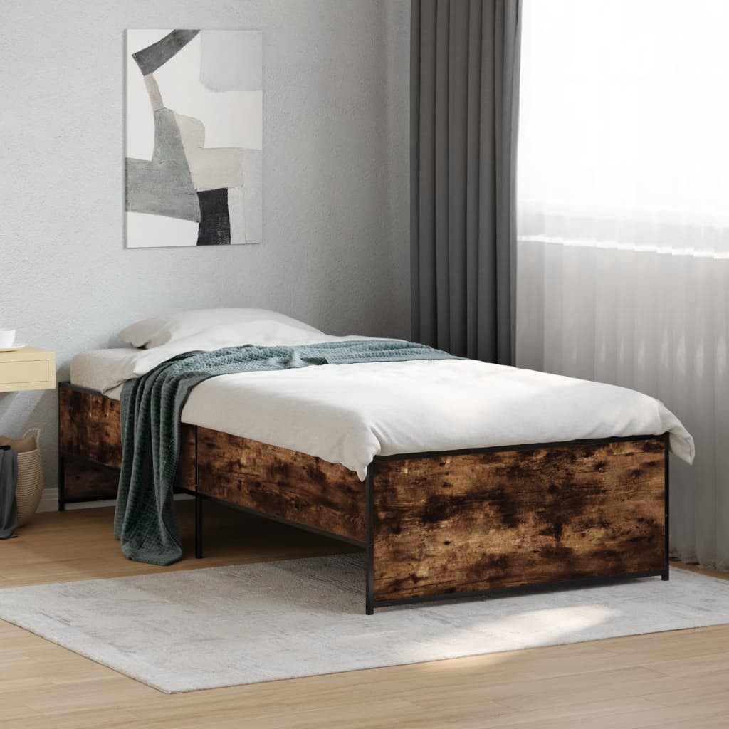 vidaXL Bett Bettgestell Räuchereiche 100x200 cm günstig online kaufen