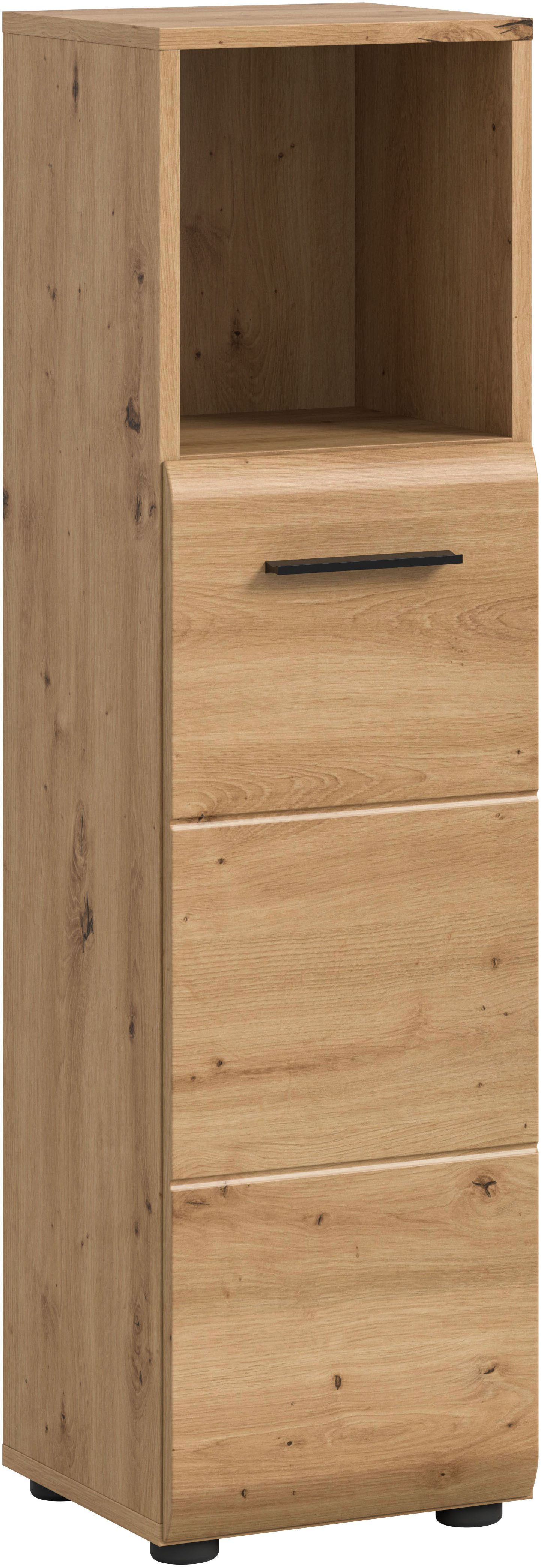 welltime Midischrank FLORENZ, Höhe 110 cm, 1 Tür, 2 Fachböden, 1 offenes Fach (1-St., TOPSELLER) Türanschlag wechselbar, hochwertige MDF Front, Badschrank, Bad