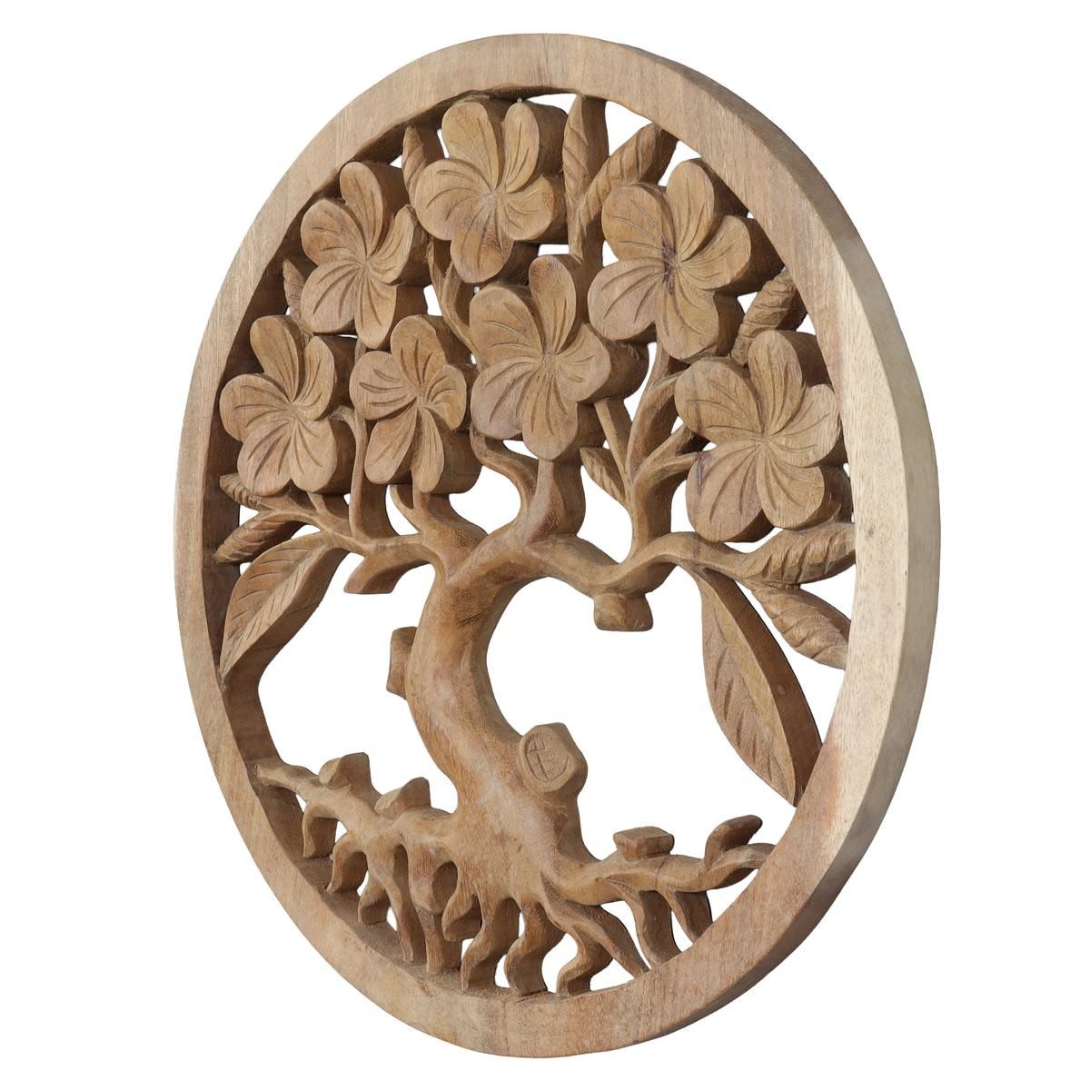 Oriental Galerie Holzbild Mandala Lebensbaum Wandbild Holz Natur 40 cm, Lebensbaum (1 St), Dekoration zum aufhängen, Schnitzerei, Tree of life – Bild 2 von 3