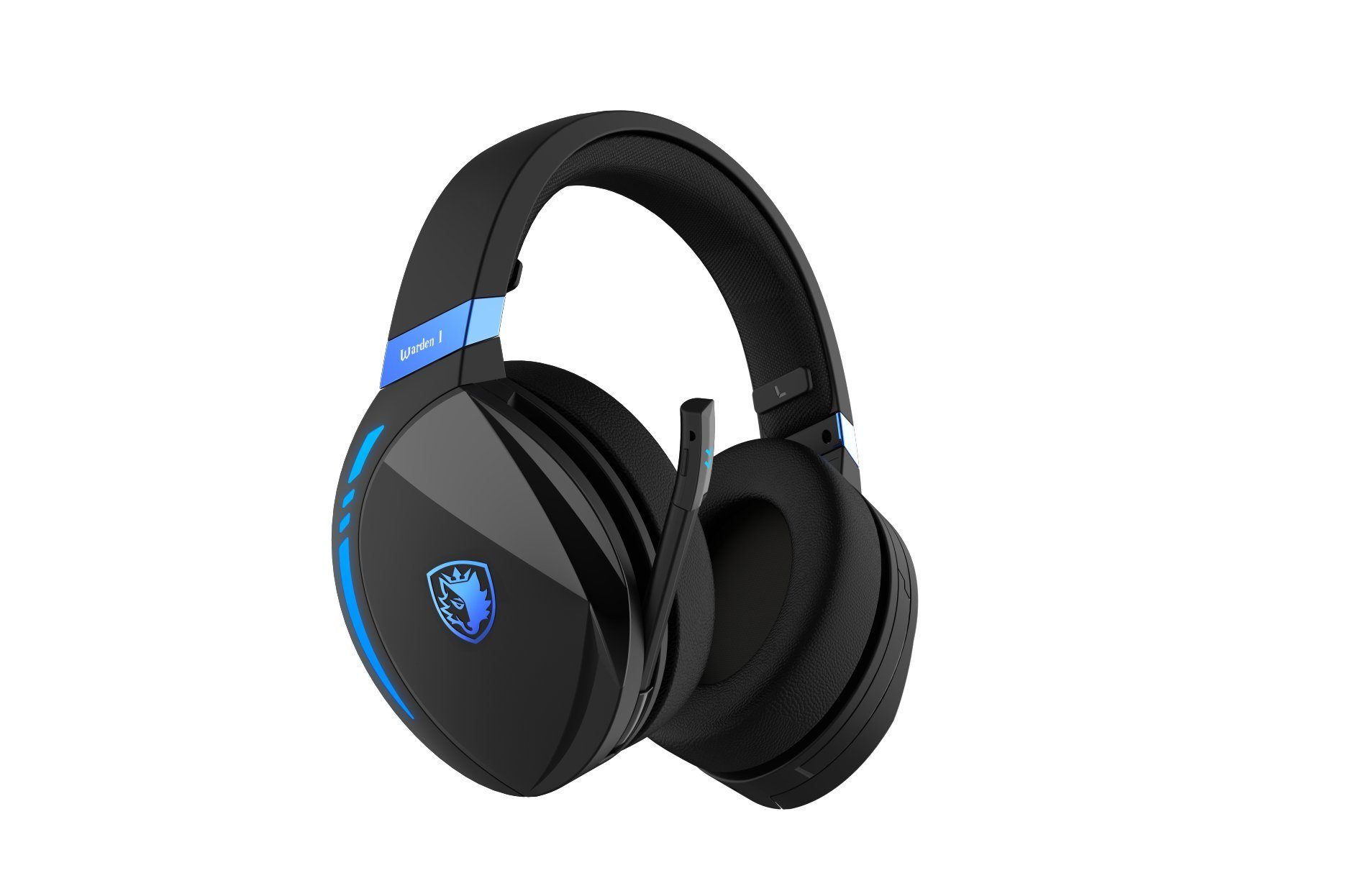 Sades SADES Warden I SA-201 Gaming Headset, Wireless, schwarz/blau, USB Gaming-Headset (Rauschunterdrückung, kabellos, Stereo, Over Ear, Bluetooth 5.0, 2,4 G 3,5 mm)