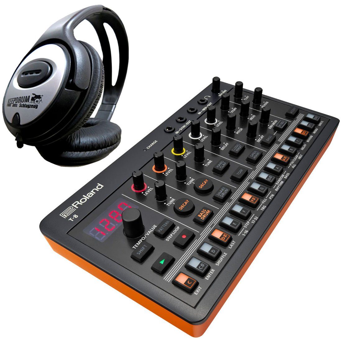 Roland Aira T-8 Beat Machine mit Kopfhörer Digitales Aufnahmegerät