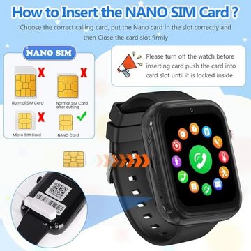 EURHOWING Smartwatch (1,8 Zoll, SIM Karte), Telefon Uhr mit GPS-Tracker für Kinder, WLAN Video Telefonanruf, SOS