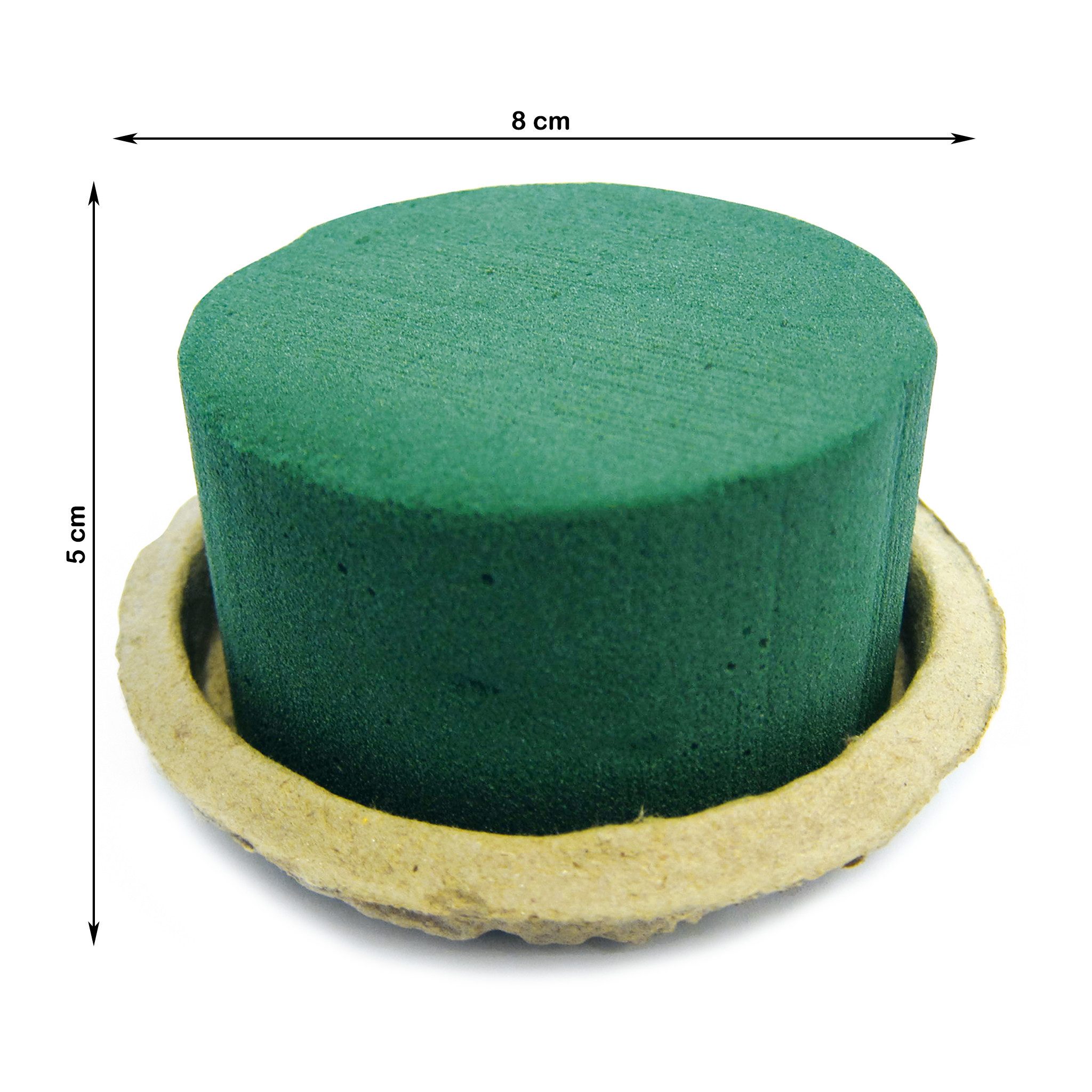 Creativery Bastelmoos, Nass Steckschaum Rund 8x5cm mit Eco Unterlage Natur Braun 2er Set