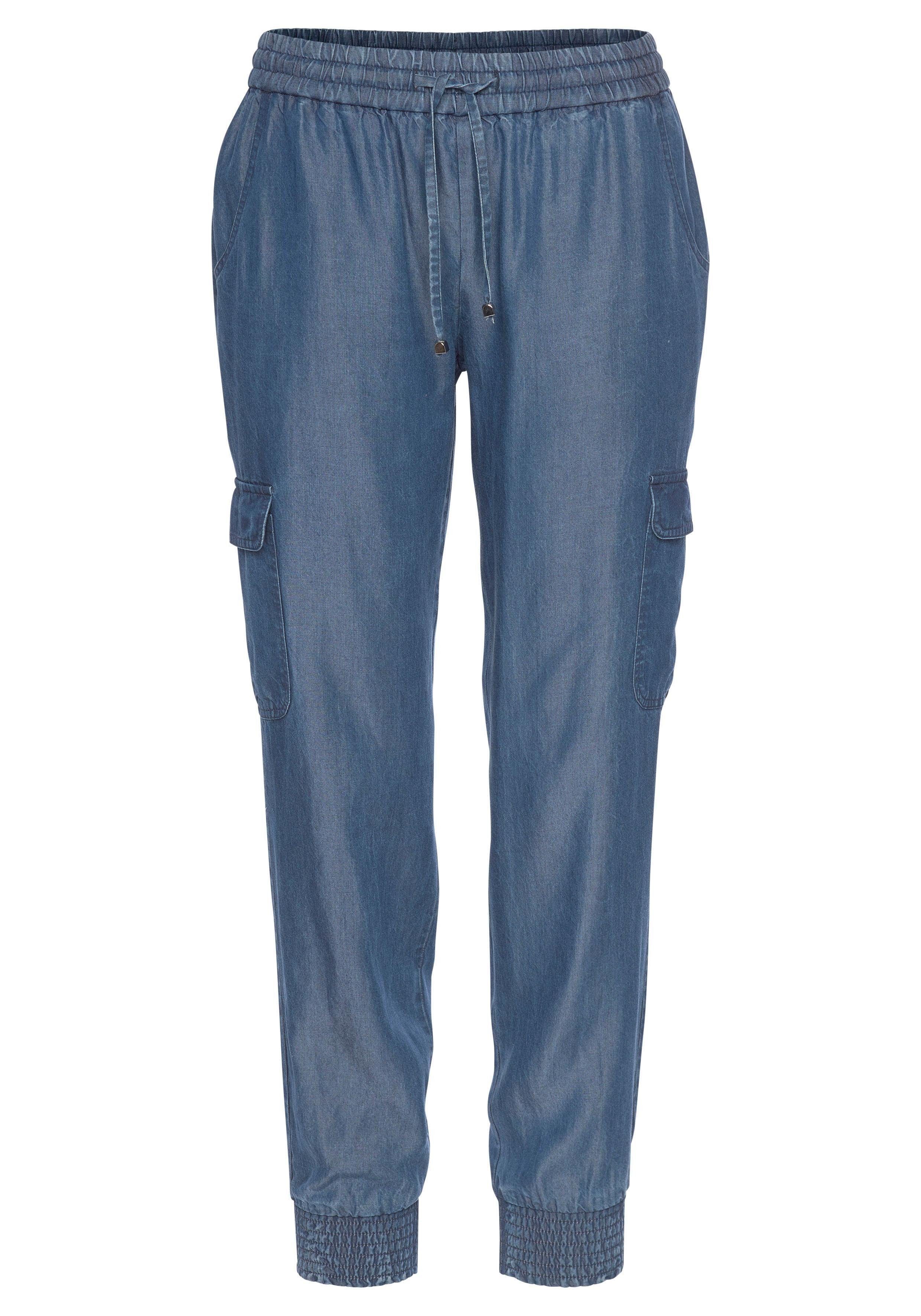 LASCANA Schlupfhose in Denim-Optik mit Cargotaschen, günstig online kaufen