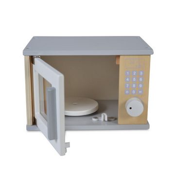 Moni Kinder-Mikrowelle Spielzeug Mikrowelle 4332 Holz, Drehknopf, Tür zum Öffnen, für Kinderküchen