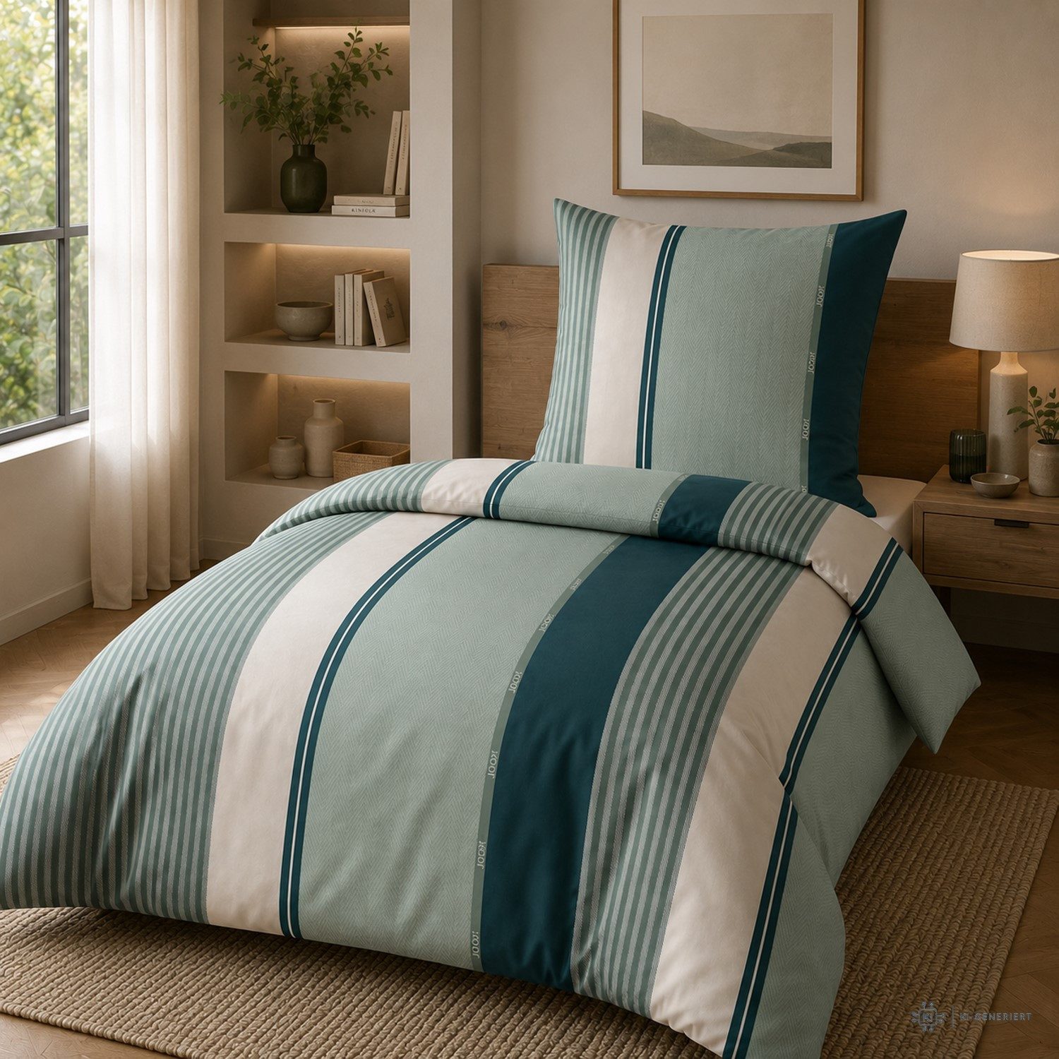 JOOP! Bettwäsche JOOP! Comfort Satin Bettwäsche Herringbone Stripes 4125-4 grün 135x200, Comfort Satin, 2 teilig, Mit Reißverschluss