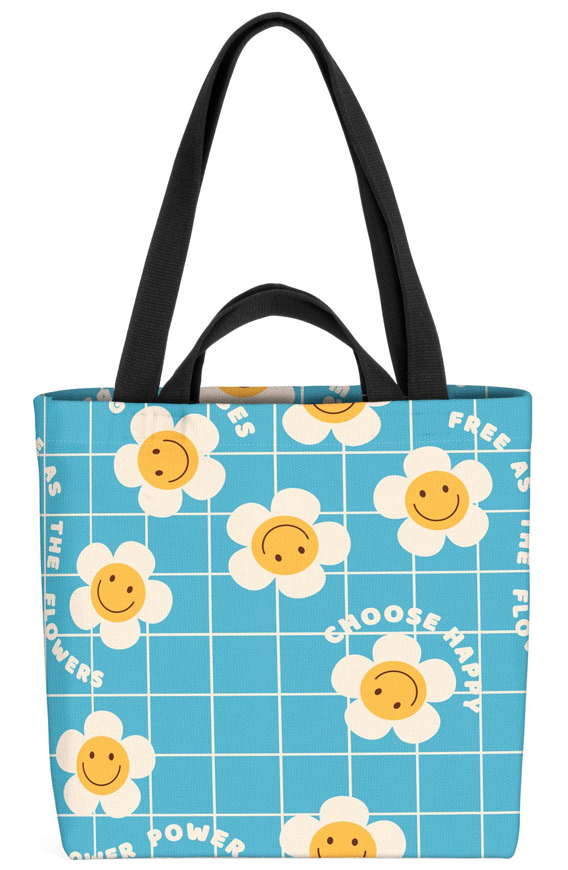 VOID Shopper Einkaufstasche, Hippie 70er Retro Muster Liebe Vintage Blumen Blumenmuster liebe blum