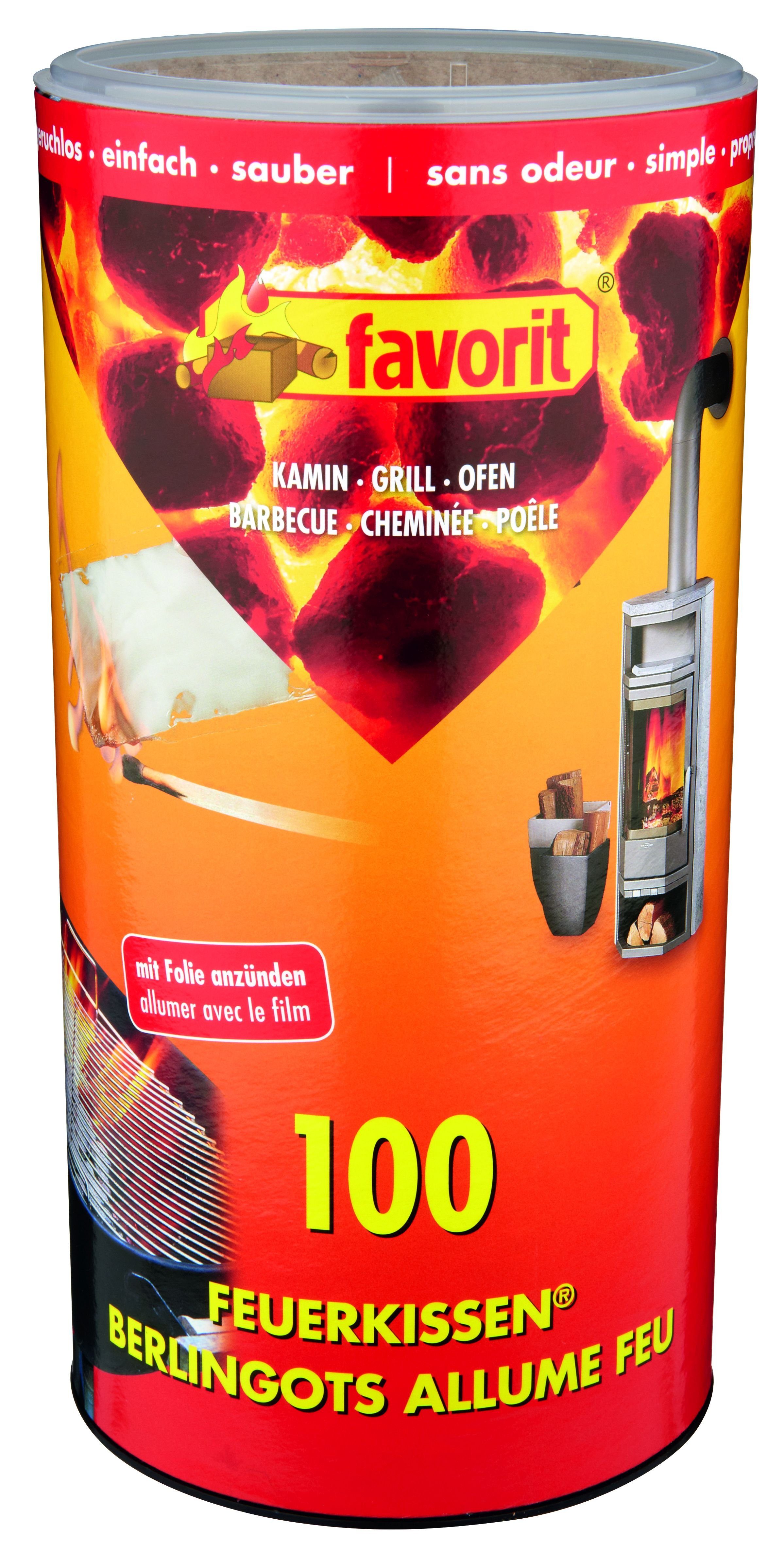 favorit Гриль зажигалки Favorit Anzünder für Kamin, 100 Stück, Feuerkissen, Ofenanzünder