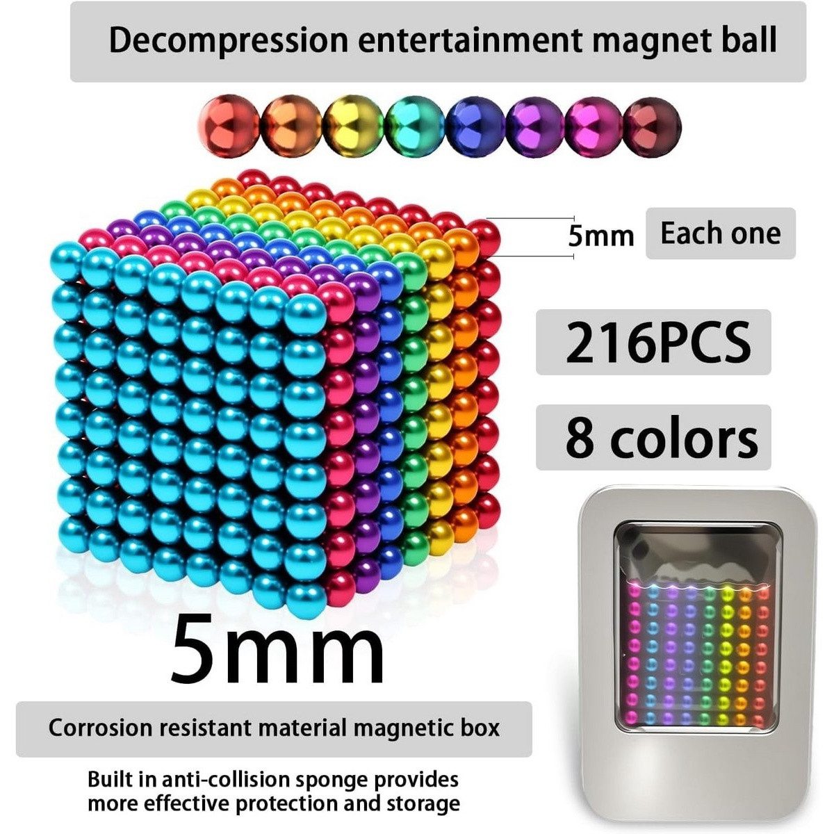 Kraftverdia 216-Teile 3D Bausatz Bausteine Lernspielzeug Puzzle Modellbau Geschenk Magnetspielbausteine, (216 St) – Bild 2 von 5