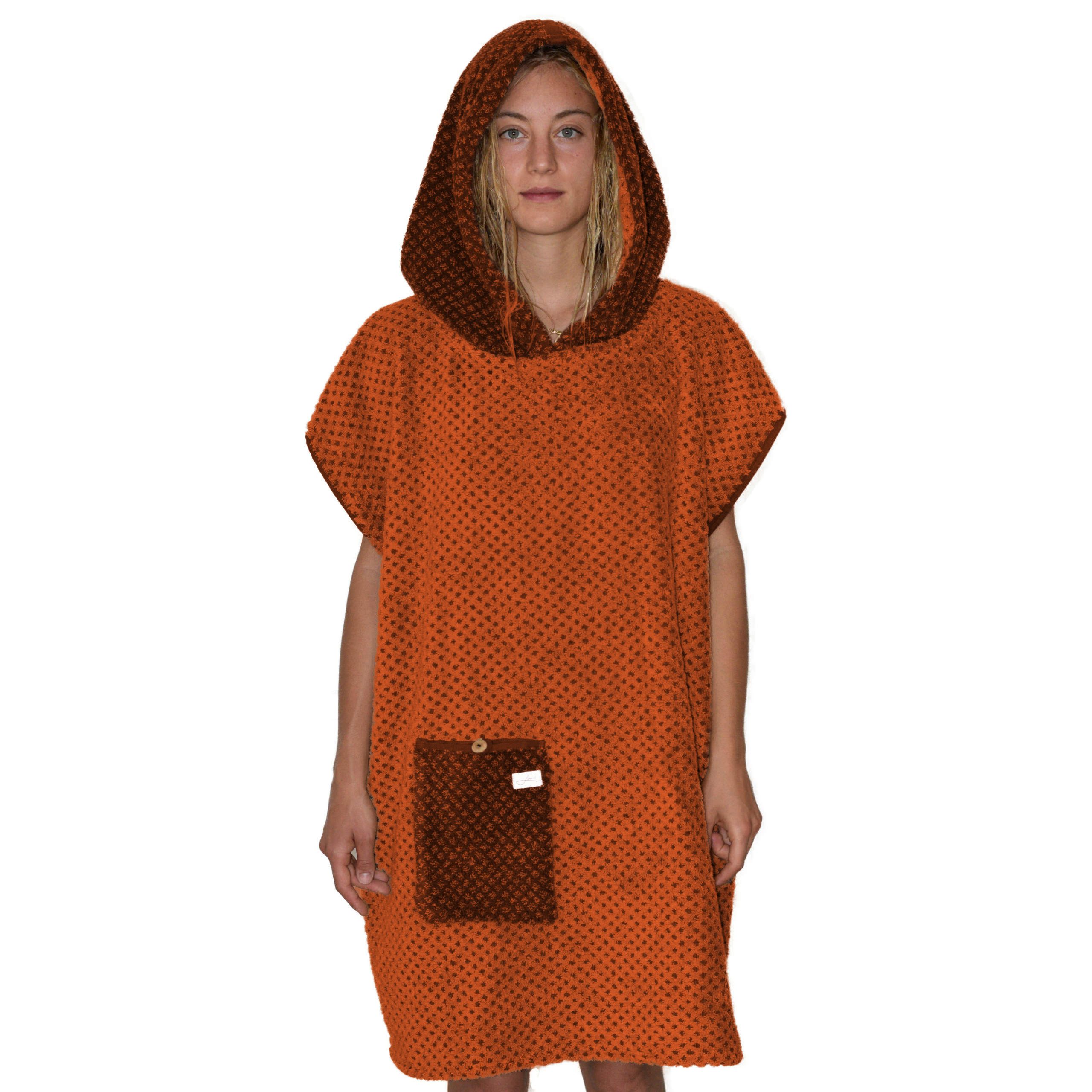 Lou-i Badeponcho Surfponcho Frottee Erwachsene Made in Germany Badeumhang, Kapuze, mit Kapuze und Tasche