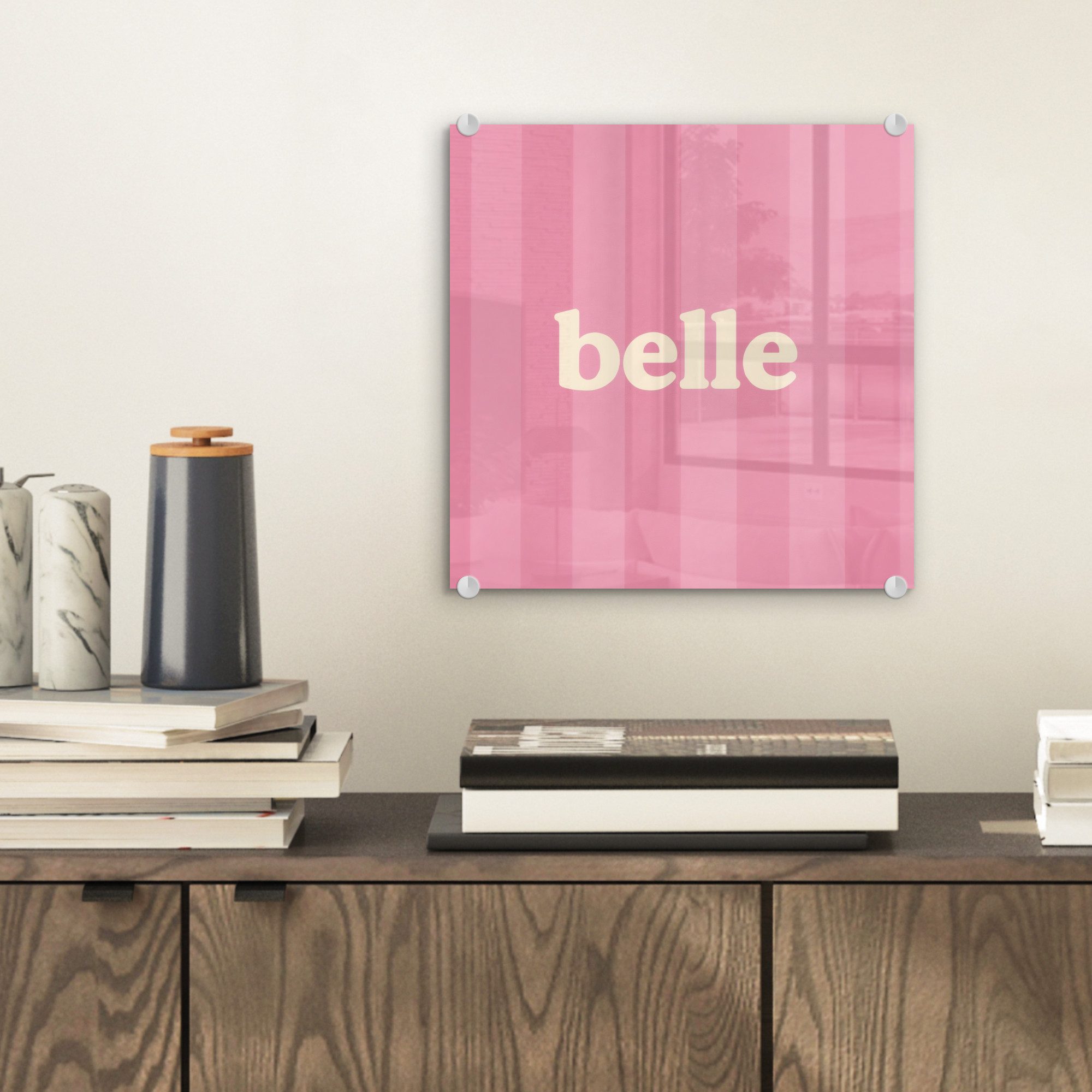 MuchoWow Acrylglasbild Rosa - Gestreift - günstig online kaufen
