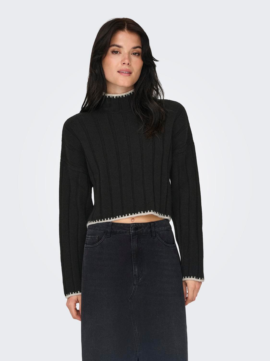 ONLY Strickpullover Strickpullover gerippt Langarm kurz günstig online kaufen