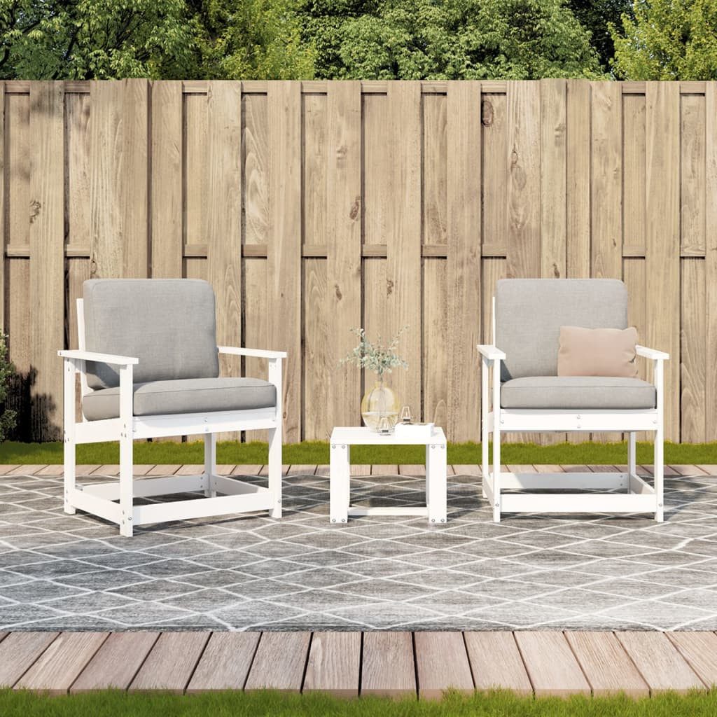 vidaXL Gartenstuhl 3-tlg. Garten-Lounge-Set Weiß Massivholz günstig online kaufen