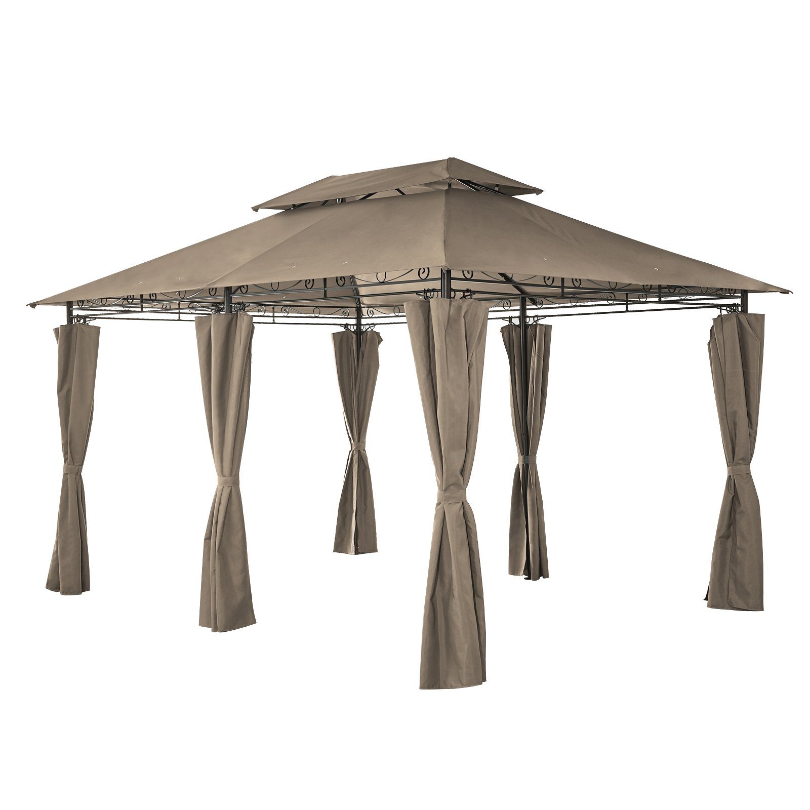 Mondeer Pavillon Gartenpavillon, (3x4m mit Reißverschluss-Seitenwänden), Metallrahmen, 180g/m² wasserdichte Dachplane