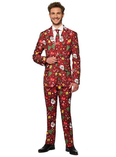 Opposuits Kostüm SuitMeister Red Icon LED, Weihnachtlicher Herrenanzug: da leuchten nicht nur die Augen!