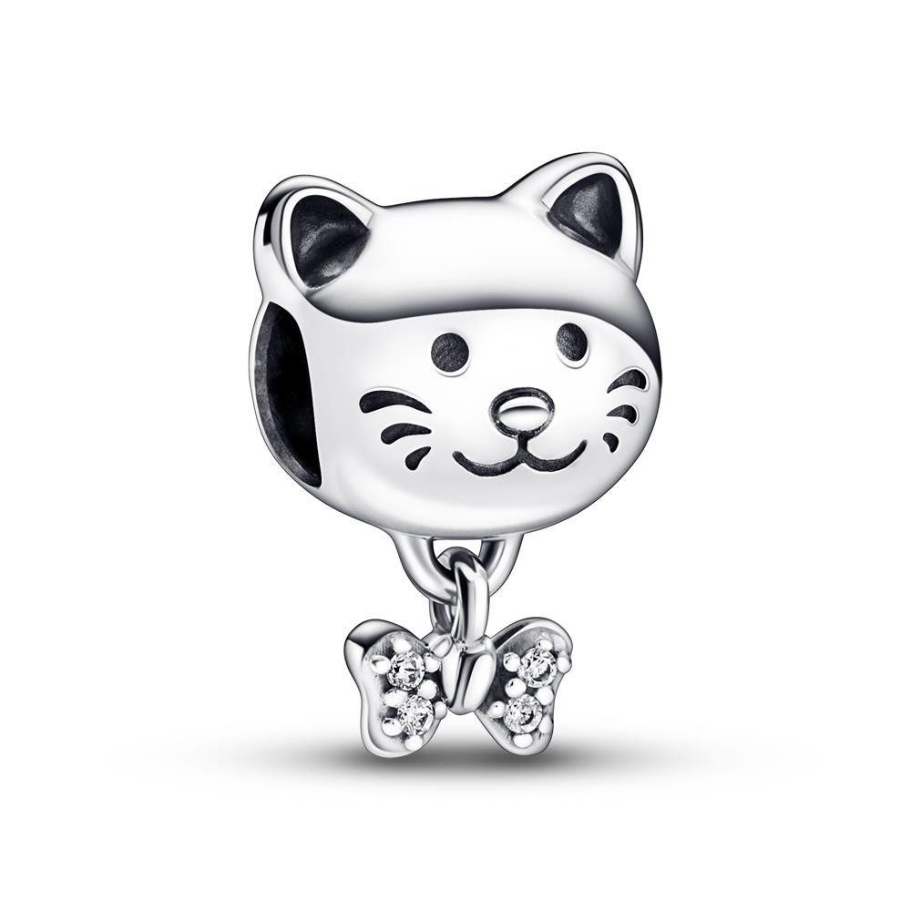 Charm-Einhänger PANDORA Katzen Charm aus Sterlingsilber mit Zirkonia