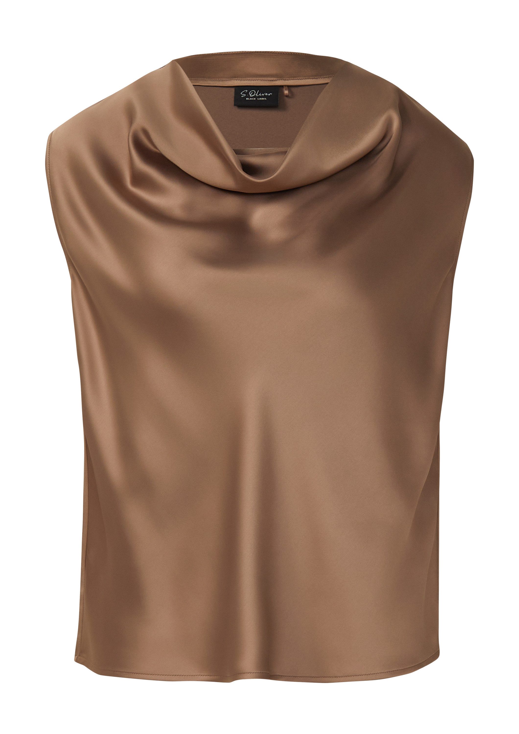 s.Oliver Blusentop Bluse Satin-Top mit Wasserfall-Ausschnitt