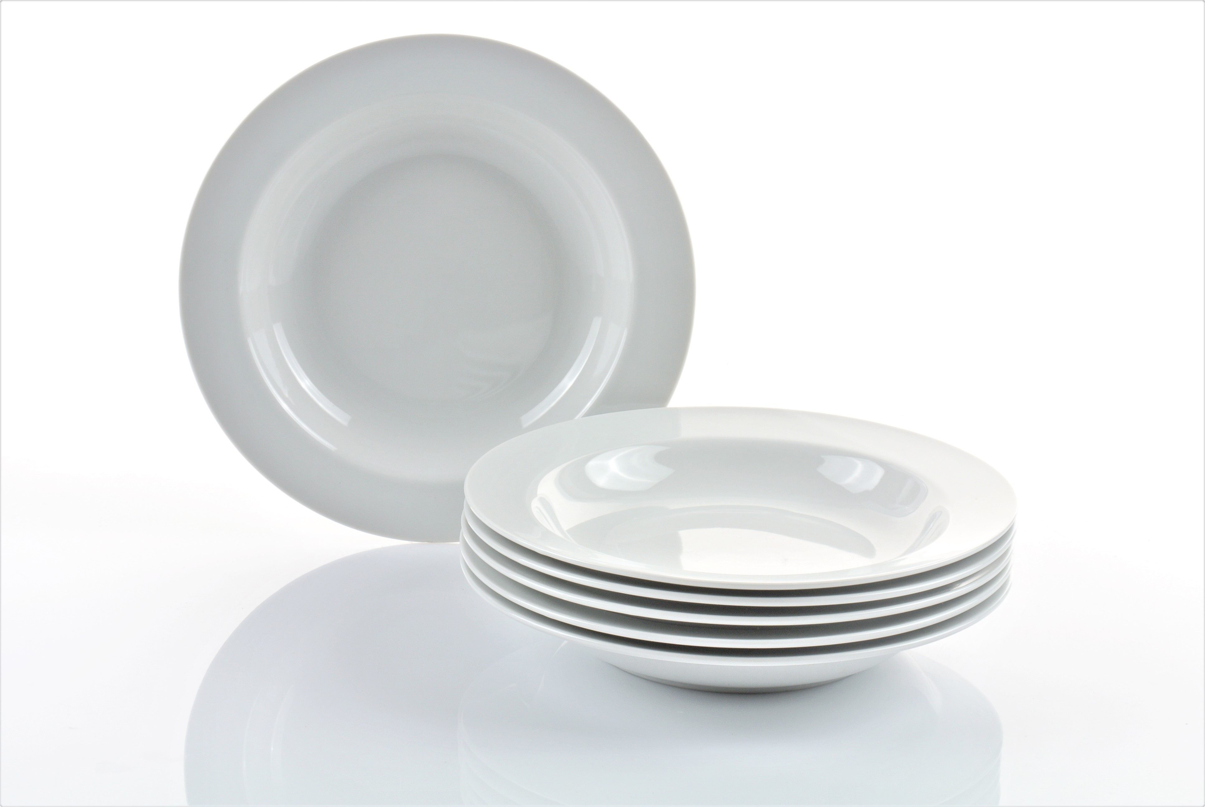 Retsch Arzberg Suppenteller Teller Set, HEIKE WEISS 21 cm, für 6 Personen, rund Porzellan, (6 St), Allrounder für jeden Tag - langlebig und universell einsetzbar
