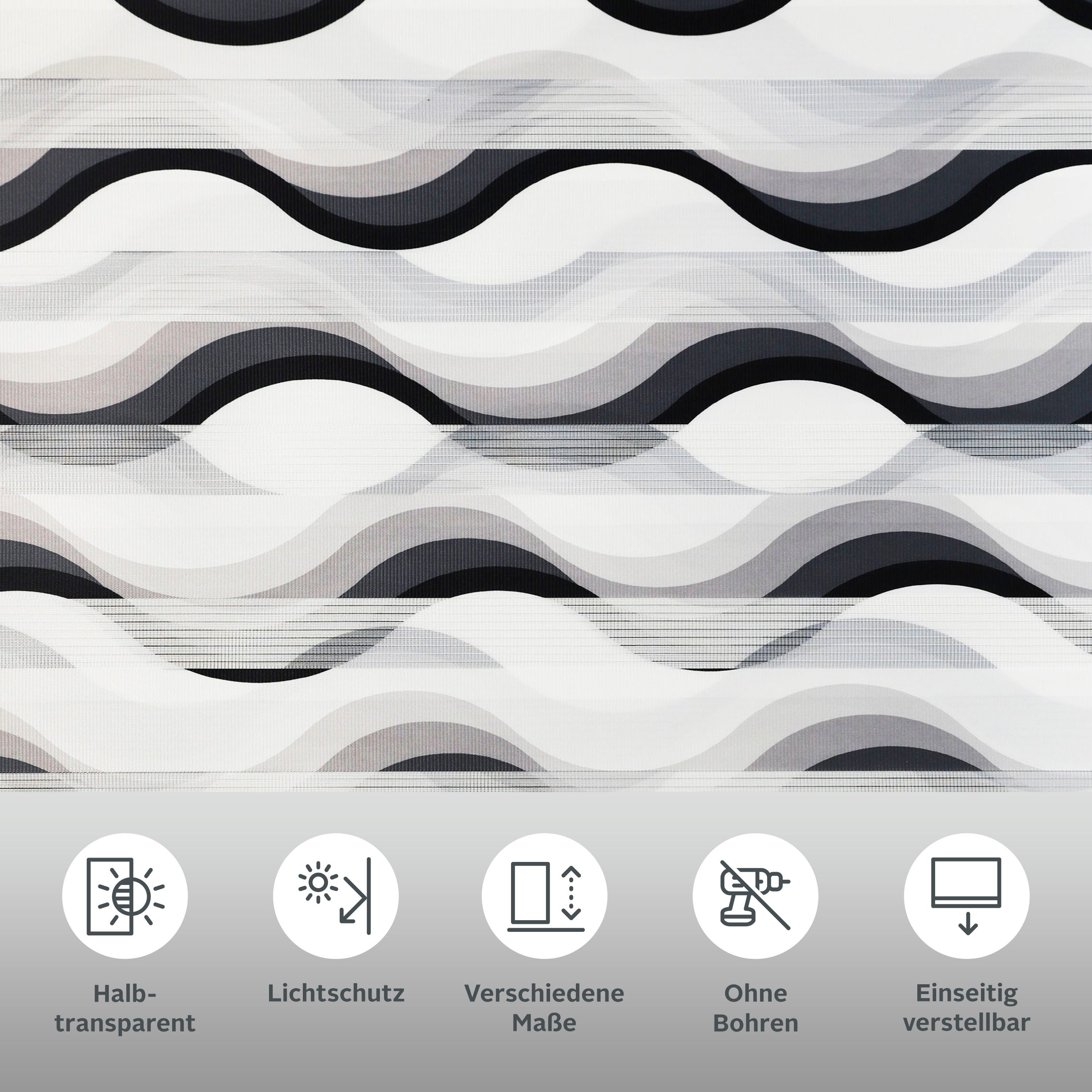 Doppelrollo Welle, OTTO home, Lichtschutz, ohne Bohren, freihängend, Klemmfix, Fixmaß, Klemmfix-Duo-Rollo, Doppelrollo "Welle", Klemmträger