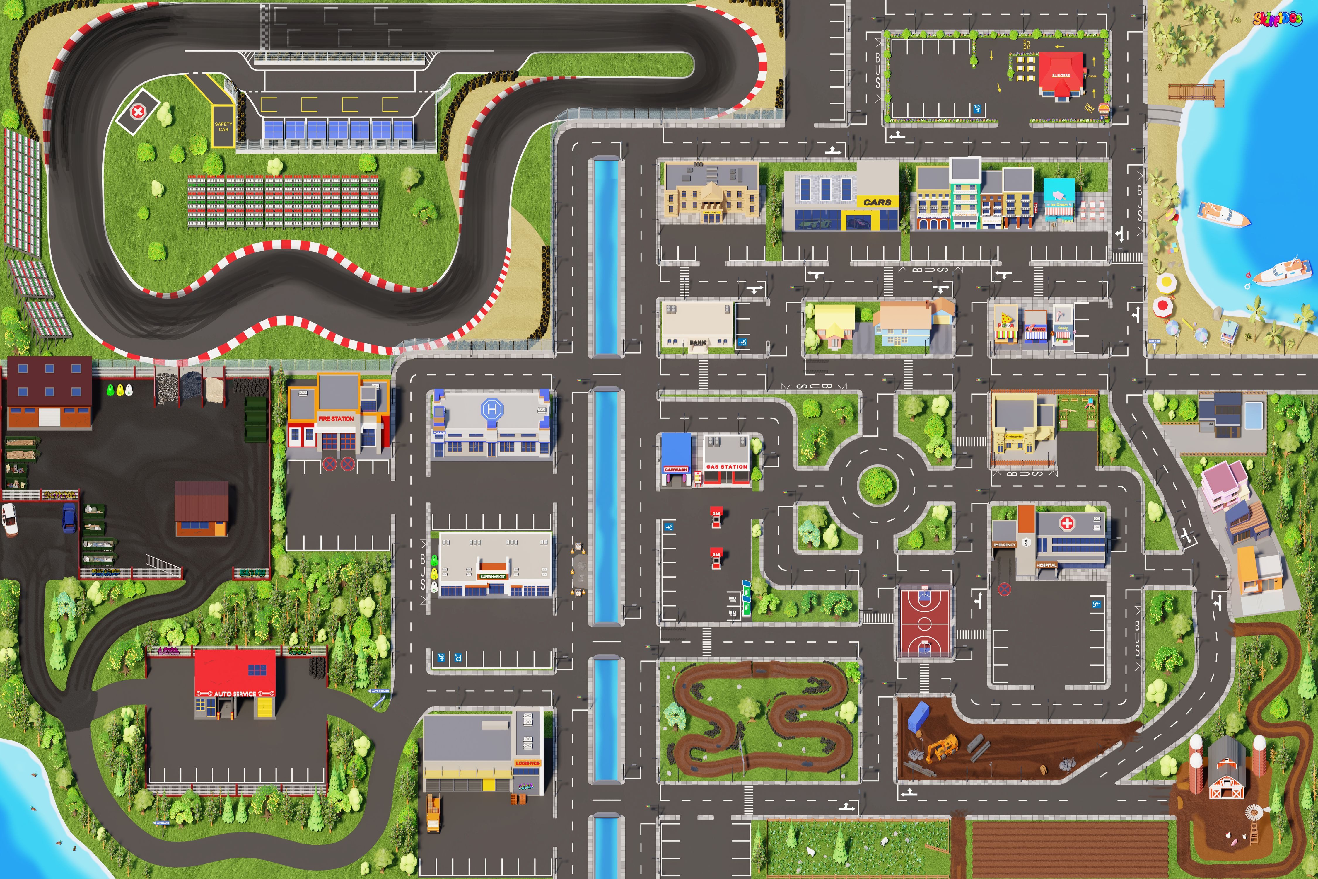 SkippiDoo Kinderteppich Straßenteppich Spielteppich Kinderzimmer Teppich Au günstig online kaufen