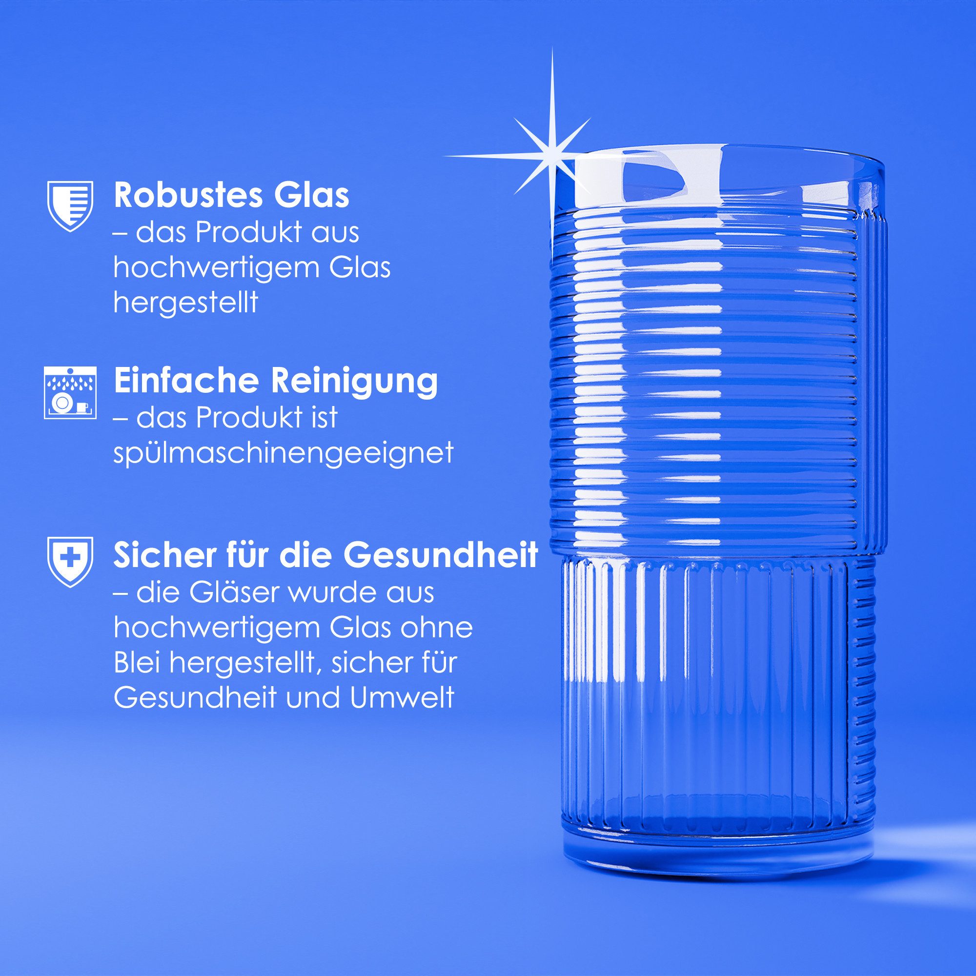 KONZEPT Cocktailglas 6 Cocktailgläser 400ml Trinkgläser Cocktailglas Longdrinkgläser, 6-tlg., 6-teilig, Glas, hochwertig verarbeitet, im charakteristischen Desi – Bild 4 von 5