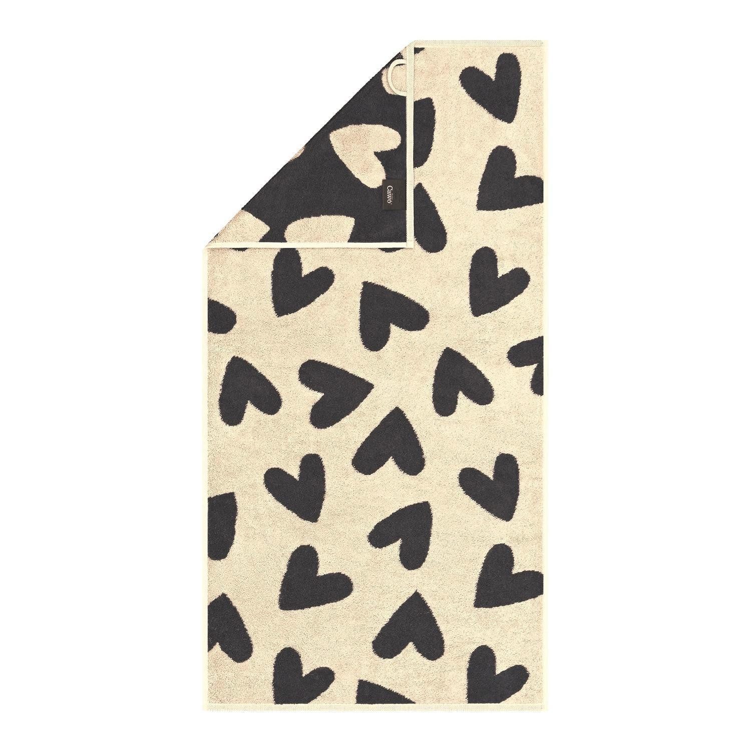 Cawö Handtuch HEART BEATS, 50 x 100 cm, Beige, Anthrazit, Baumwolle (1-St), Made in Germany