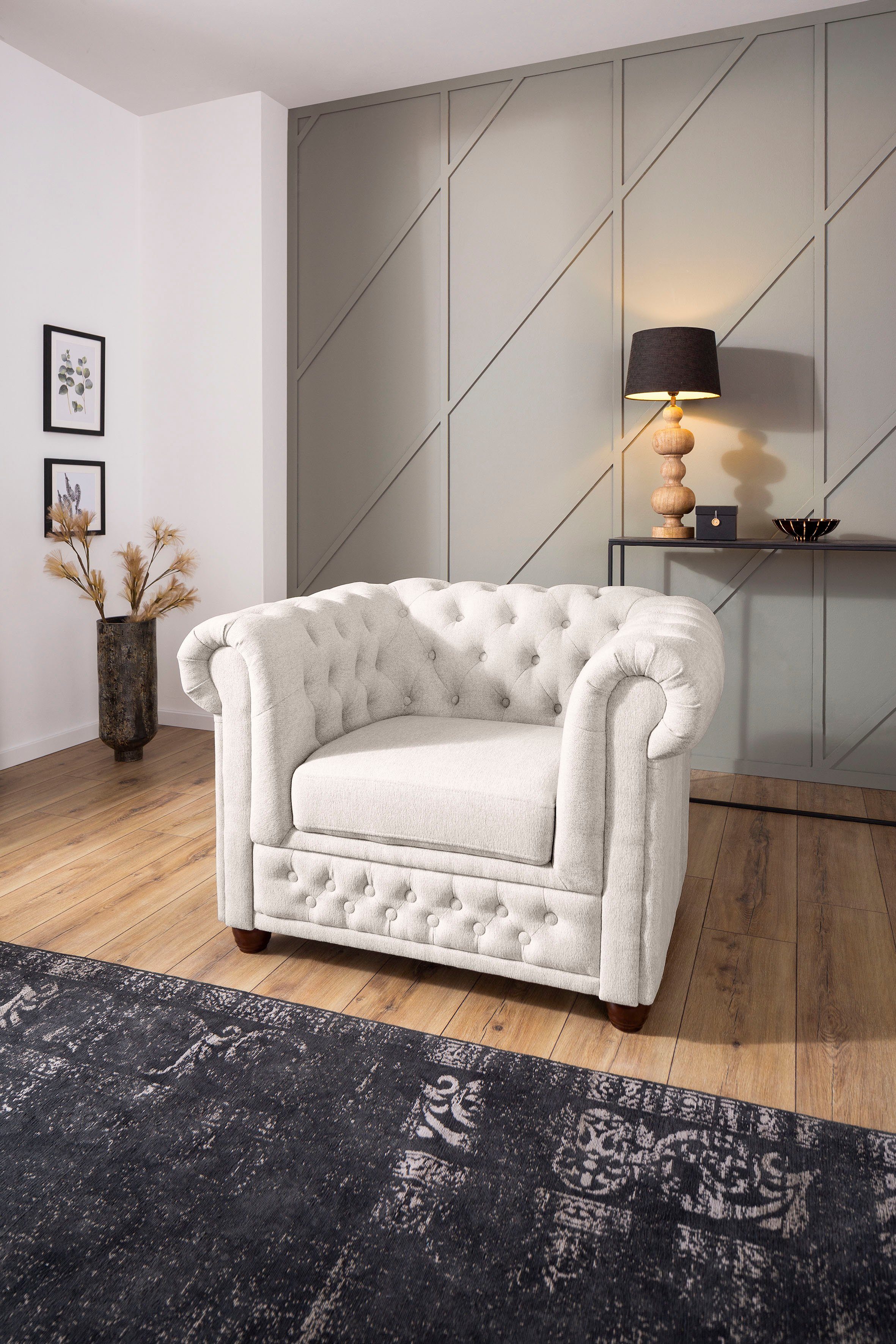 Home affaire Chesterfield-Sessel New Castle Sessel, hochwertige Knopfheftung, B/T/H: 104/86/72 cm