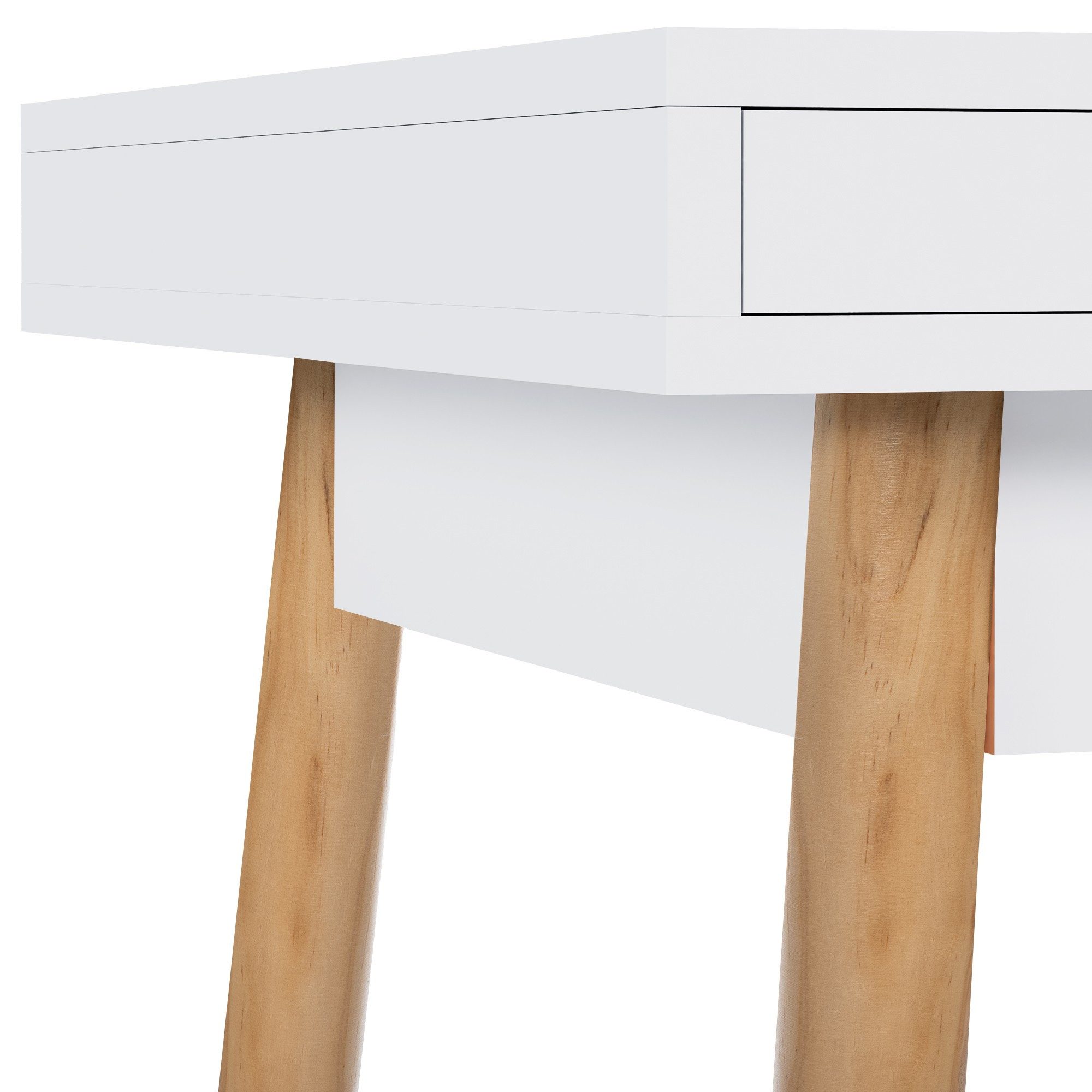 CLP Schreibtisch Porto V2, Bürotisch mit 2 Schubladen, Eichenholzbeine