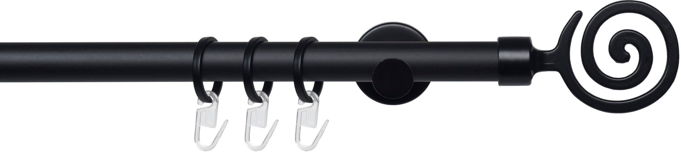 Liedeco Gardinenstange Stilgarnitur 20 mm Blues Eric, Ø 2 mm, 1-läufig, Fixmaß, verschraubt, Eisen, Gardinenstange Komplett