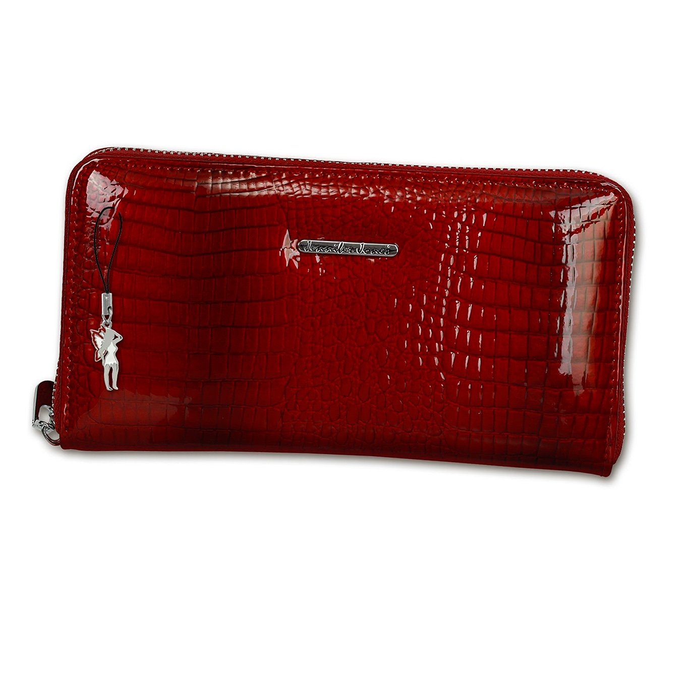 Jennifer Jones Clutch Jennifer Jones Damen Clutch RFID Schutz (Wristlet), Wristlet, Clutch, Portemonnaie Leder, rot ca. 19cm x ca. 10cm