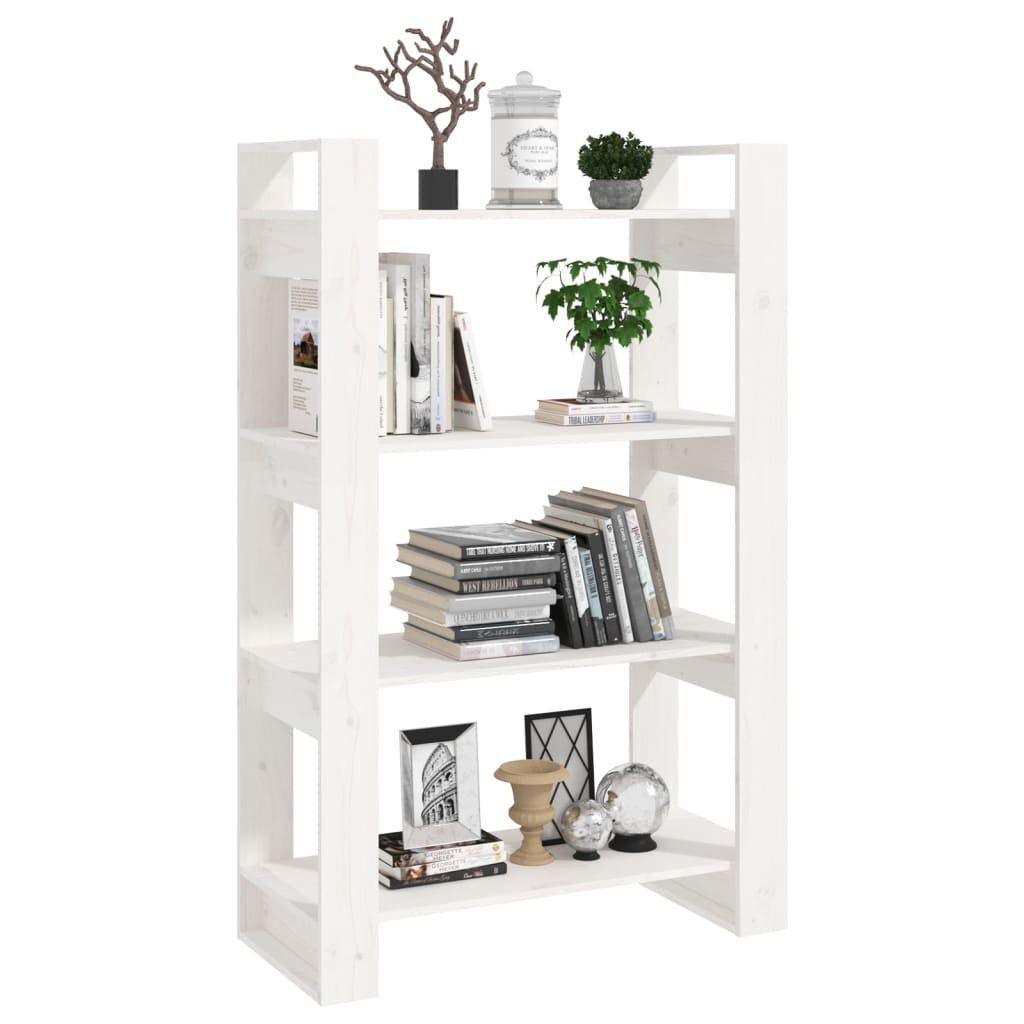 furnicato Bücherregal Bücherregal/Raumteiler 80x25x125 cm Weiß Massivholz Kiefer