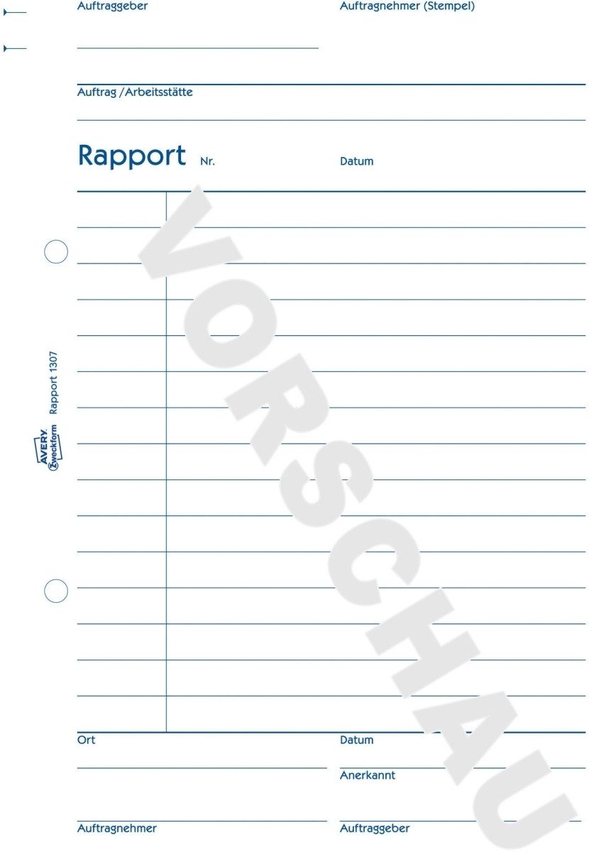 Formularblock Formularbuch Rapport A5 VE=100 Blatt.