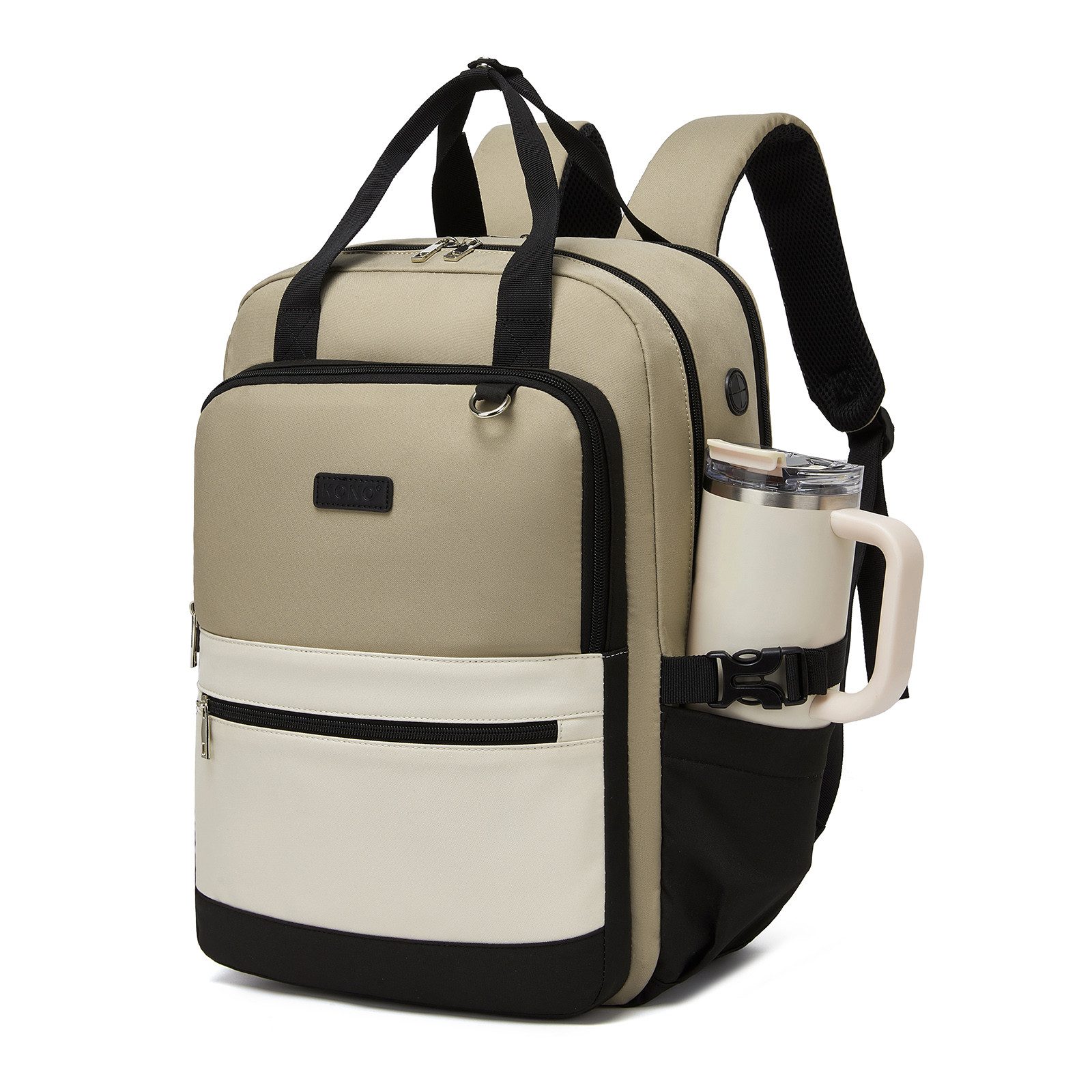 KONO Rucksack für Damen – Wasserdichter 2-in-1-Laptoprucksack, 15,6 Zoll