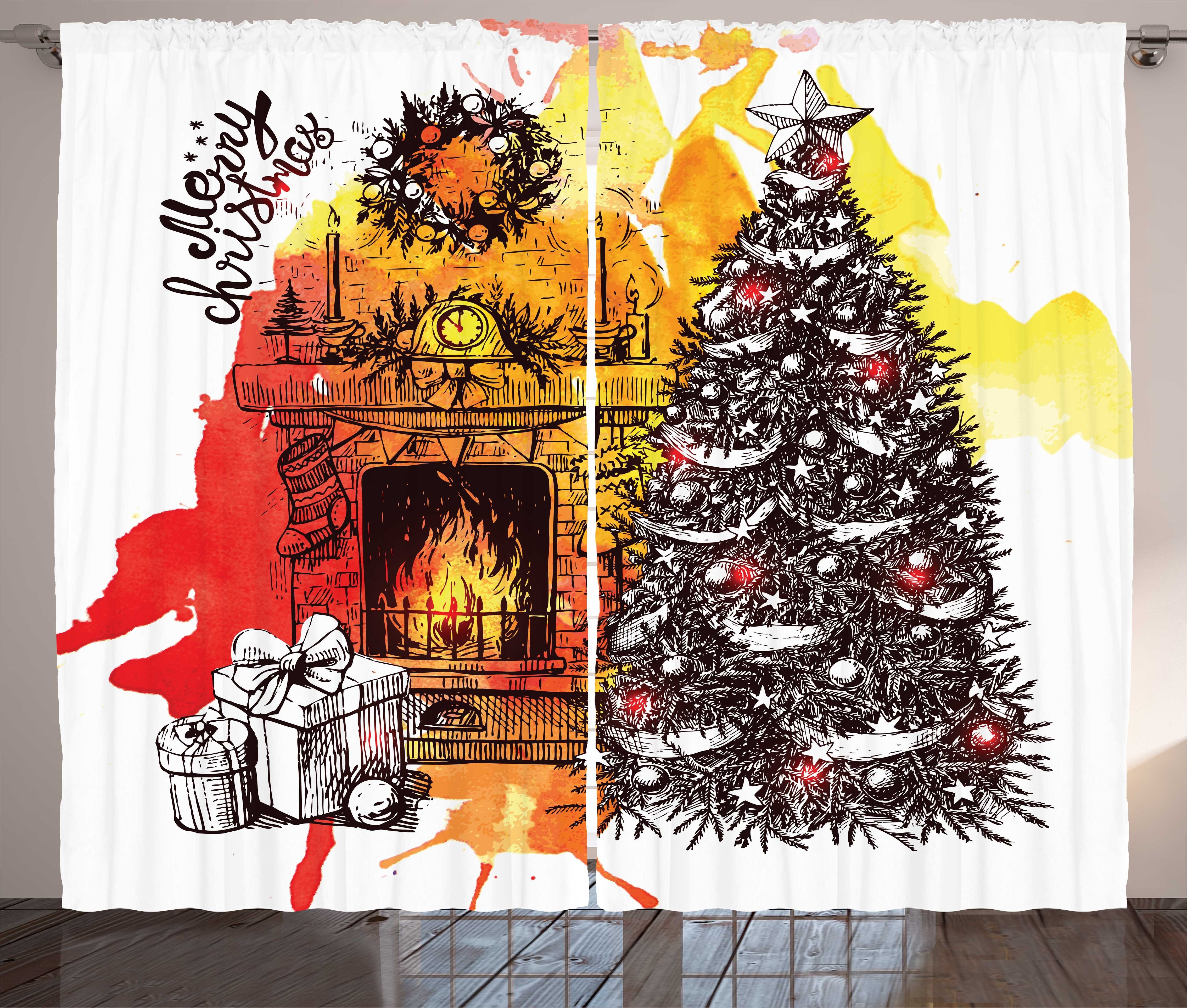 Kamin Skizze Weihnachten Gardine Schlaufen mit Schlafzimmer Abakuhaus, Kräuselband Haken, und Vorhang