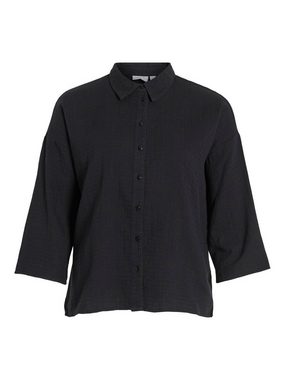 Vila Blusenshirt Lockere Crepe Design Hemd Bluse mit weiten Ärmeln 7522 in Schwarz