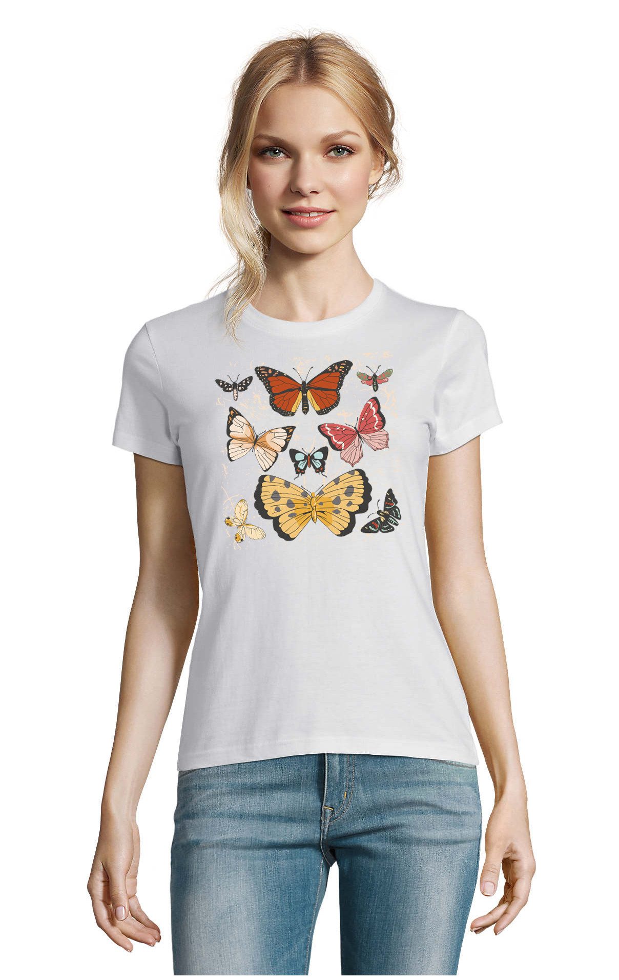 T-Shirt Tagfalter Schmetterling Rhopalocera Motiv Natur Tier Damen Shirt