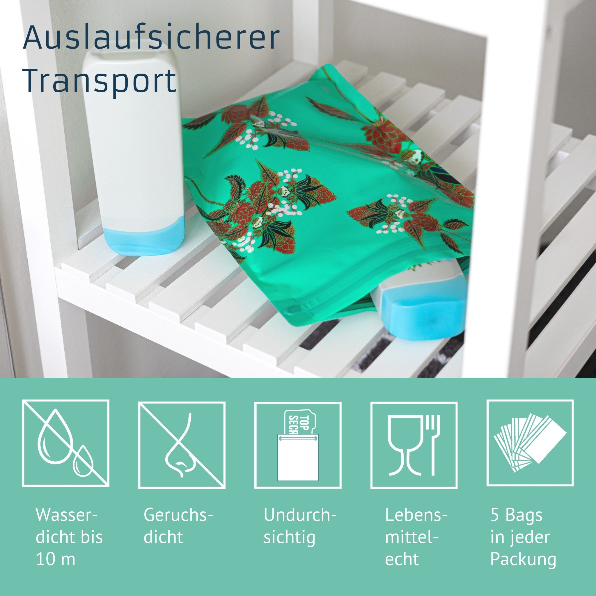 Noaks Packsack Noags Bag, Flower, wasserdicht, geruchsdicht, undurchsichtig