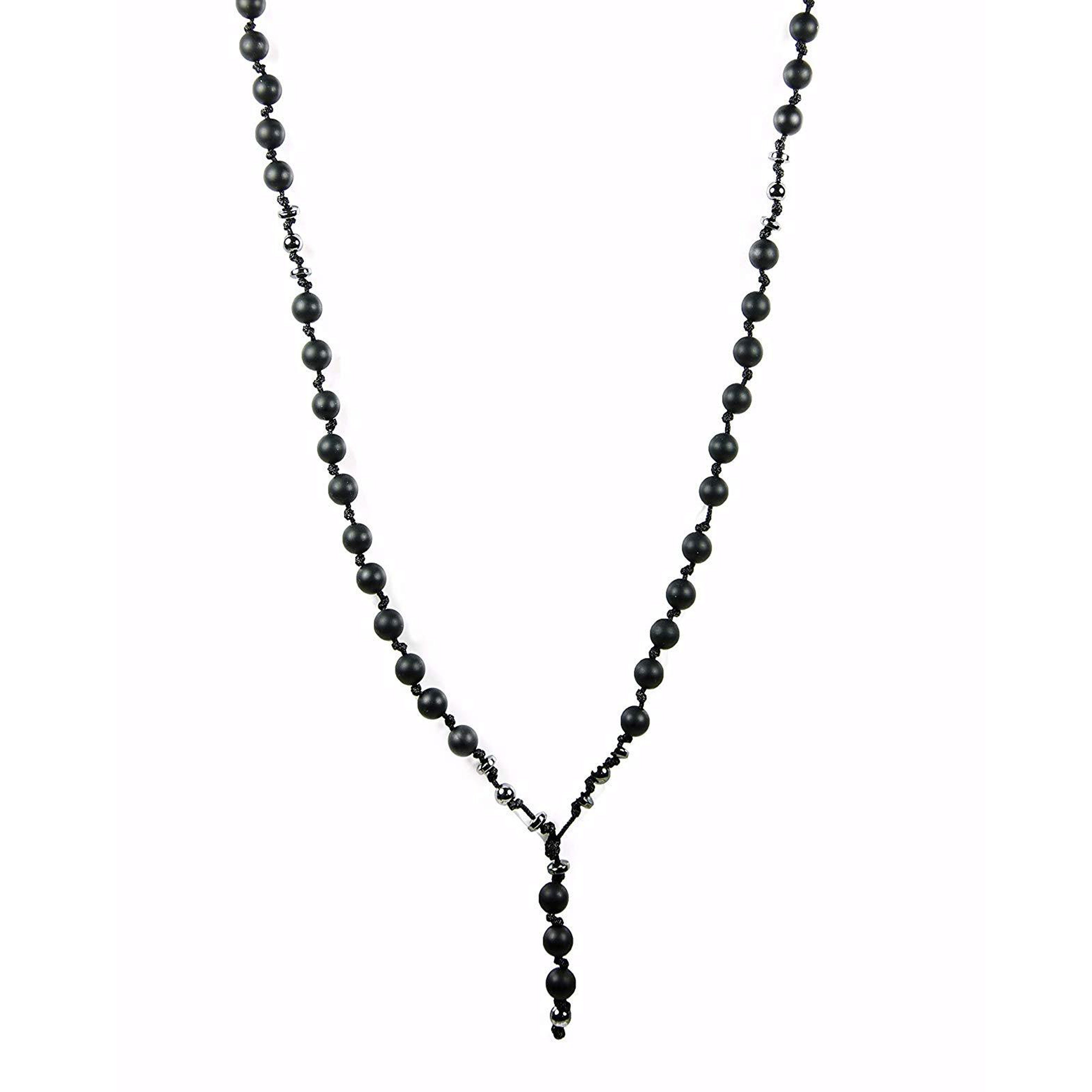 David Galvani Perlenkette Herren Perlenkette geflochten Onyx Handmade  Rosenkranz, Handgeflochten