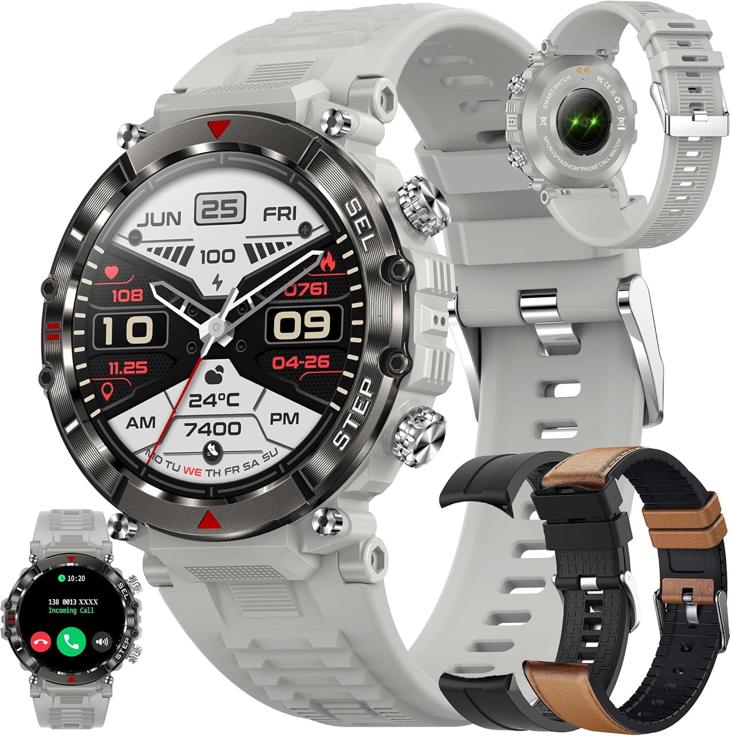 ZPIMY Smartwatch (3,5 cm, android ios), Smartwatch mit Anruf, 1.39 Zoll HD Display, Fitness