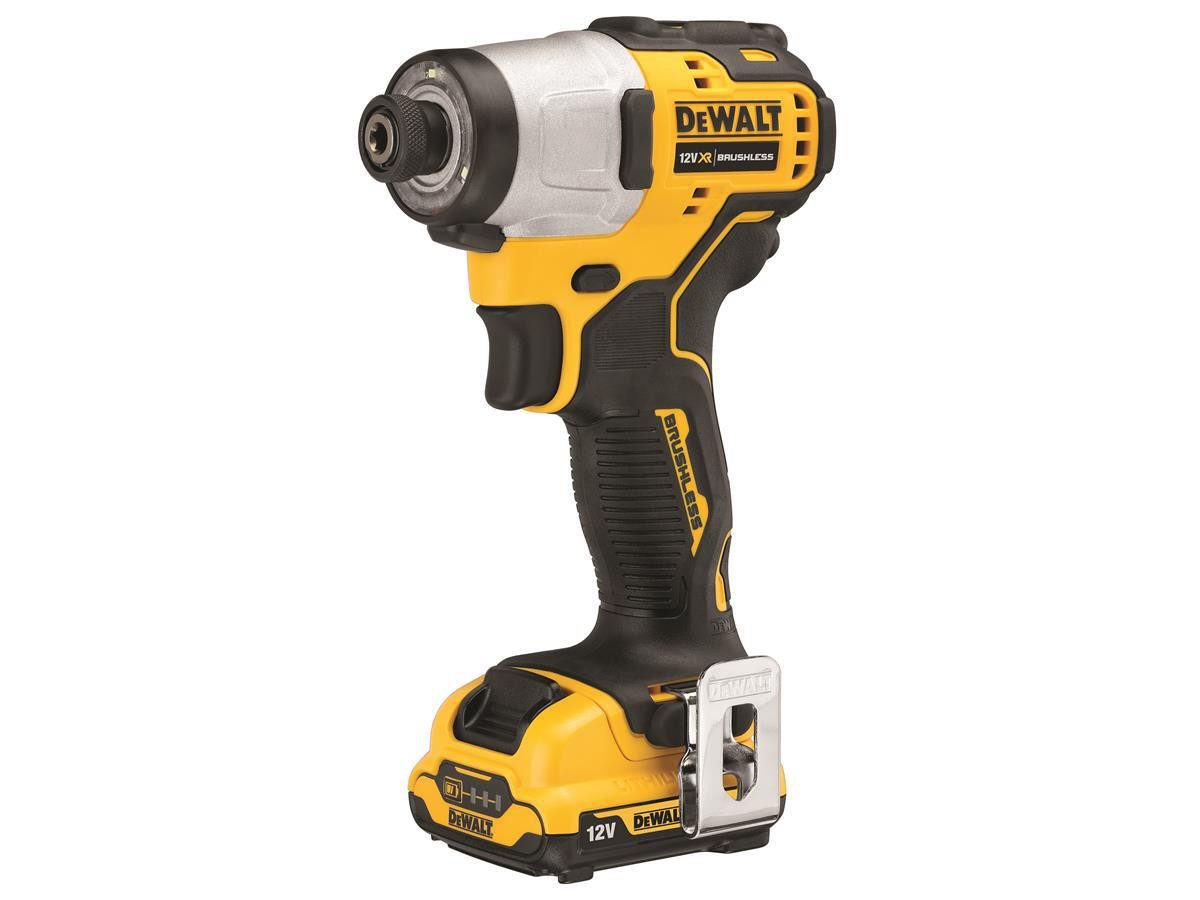 DeWalt Akku-Schlagbohrschrauber (1/4), 2Ah, 12 V, (Akku-Schlagschrauber-Set mit 2 Akkus, Ladegerät und TSTAK-Koffer)