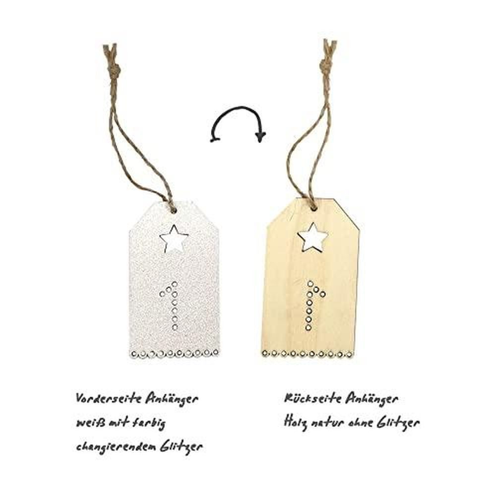 Frau WUNDERVoll Sticker 24 Adventskalenderzahlen aus Holz mit Glitzer