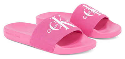 Calvin Klein Jeans FANNY SLIDE MONOGRAM Badepantolette, Sommerschuh, Schlappen, Badeschuh, Poolslides mit breiter Bandage