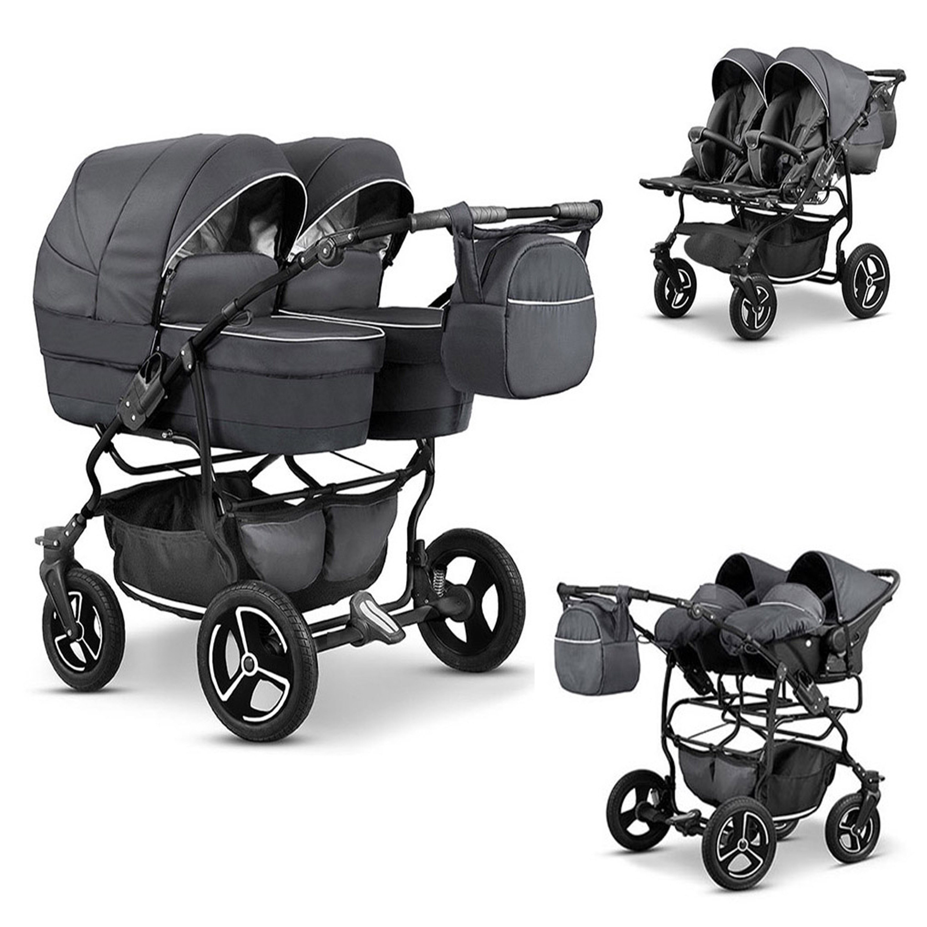 Zwillingswagen Twin Star 4 in 1 inkl. Sportsitze, Autositze und Zubehör in 16 Farben