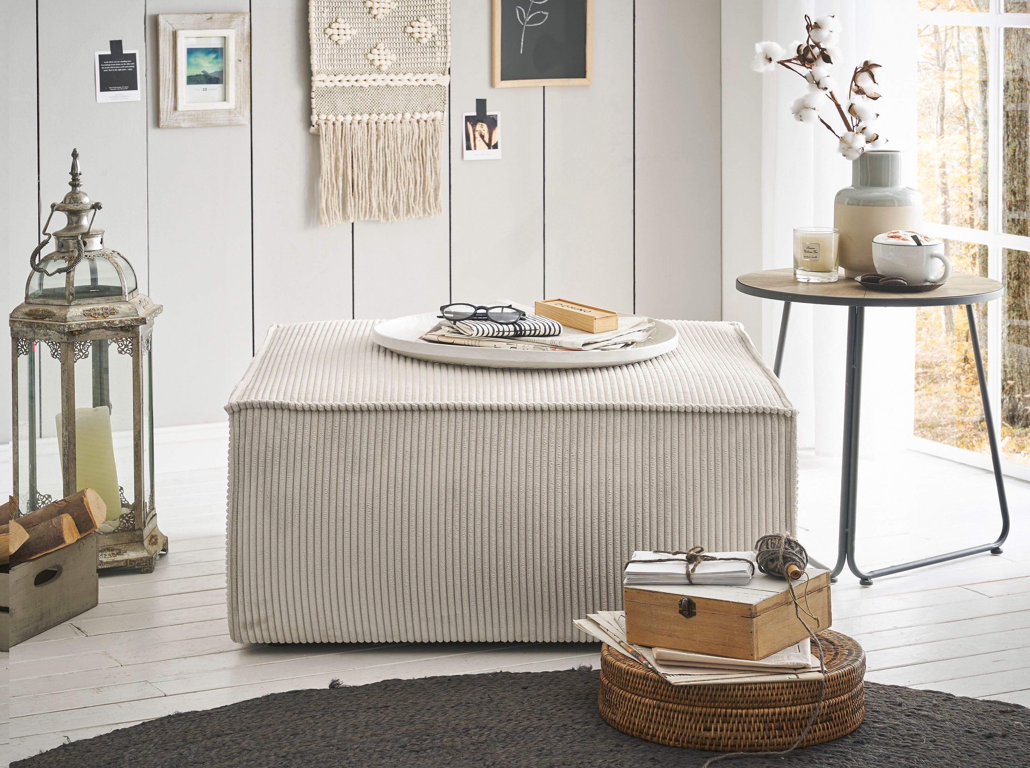 Home affaire Hocker SHERWOOD, Hocker quadratisch, ideale Ergänzung zum Loveseat SHERWOOD