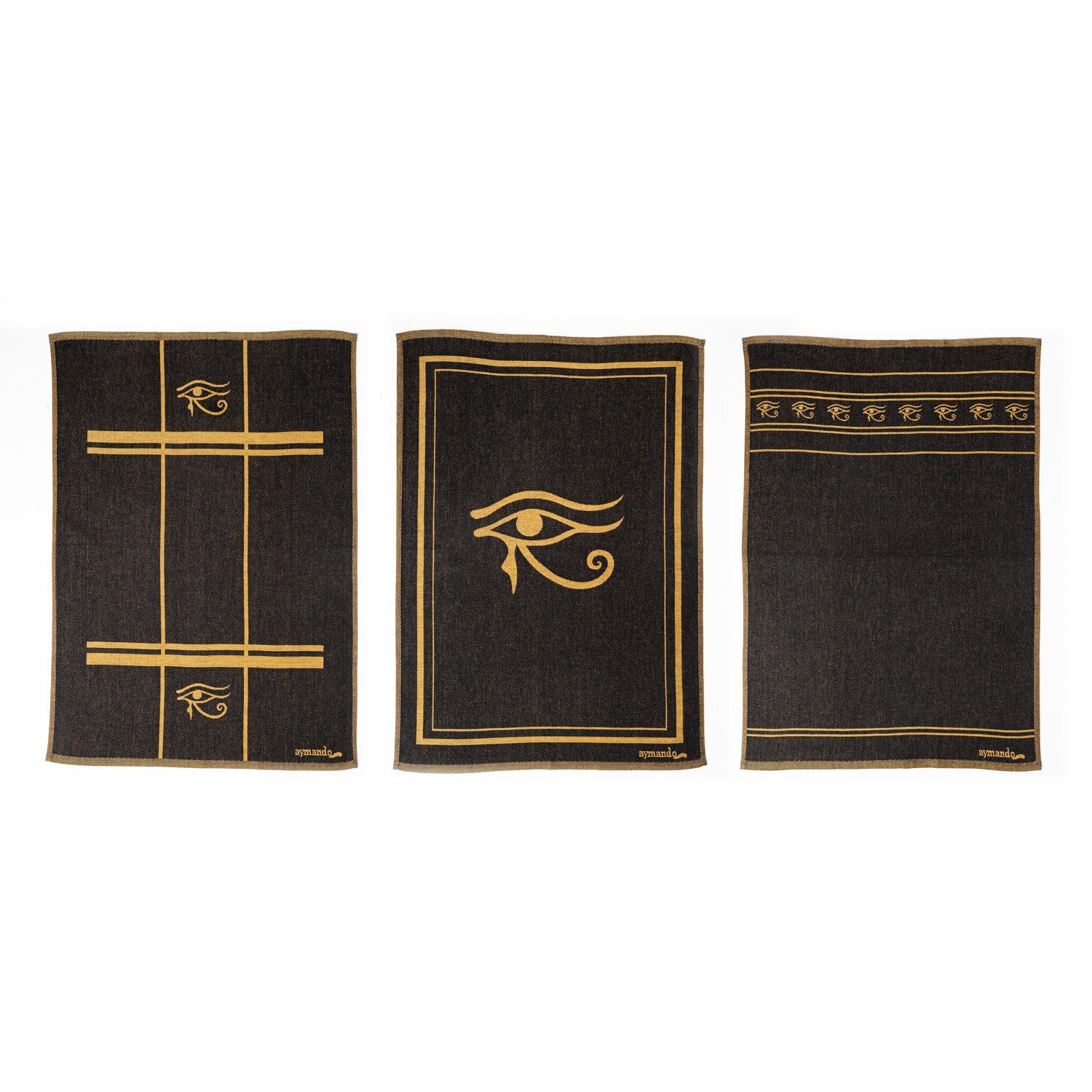 Aymando Geschirrtuch Black-Gold Horus, (Set, 50x70 cm 3-tlg., Ägyptische Baumwolle)